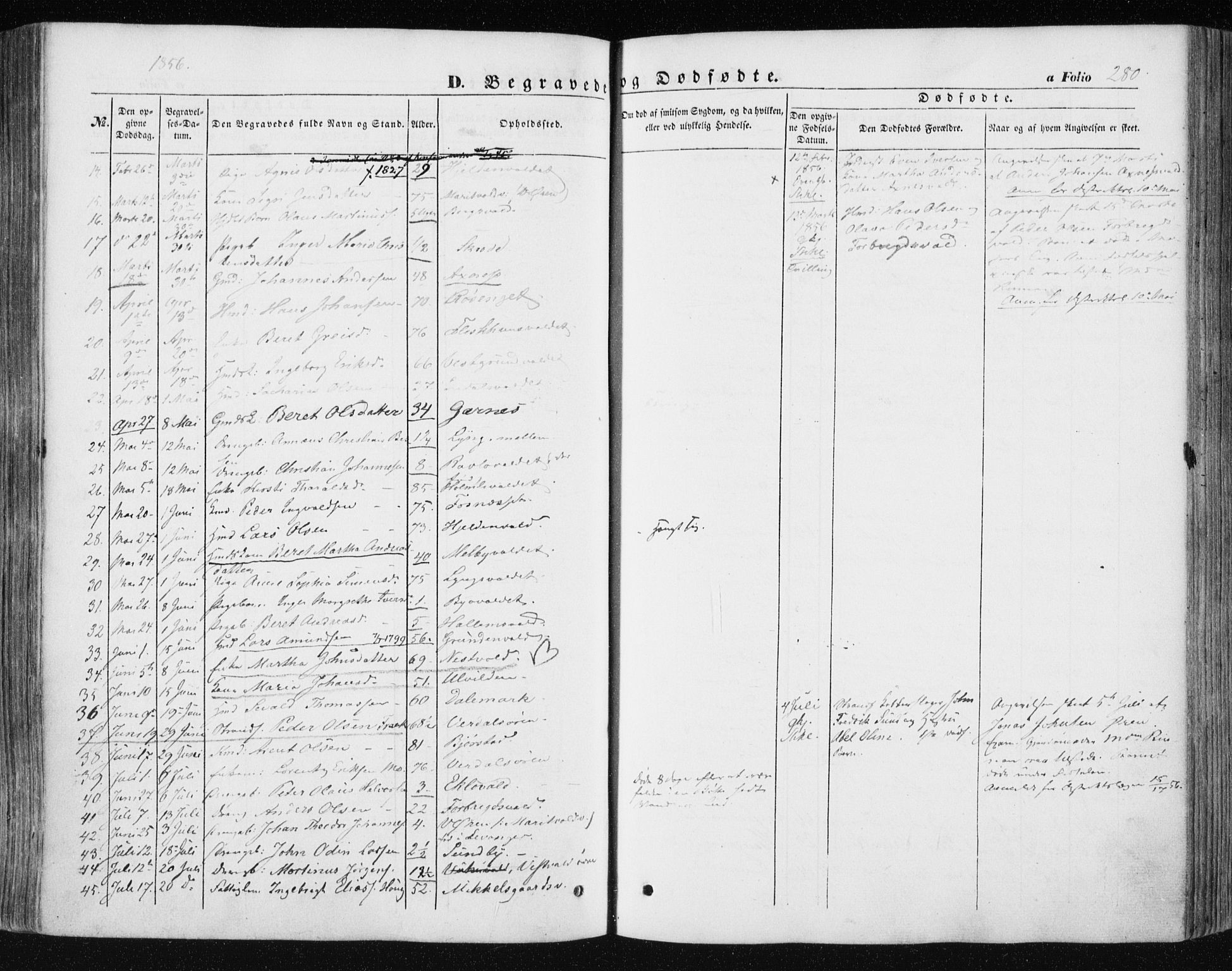 Ministerialprotokoller, klokkerbøker og fødselsregistre - Nord-Trøndelag, SAT/A-1458/723/L0240: Parish register (official) no. 723A09, 1852-1860, p. 280