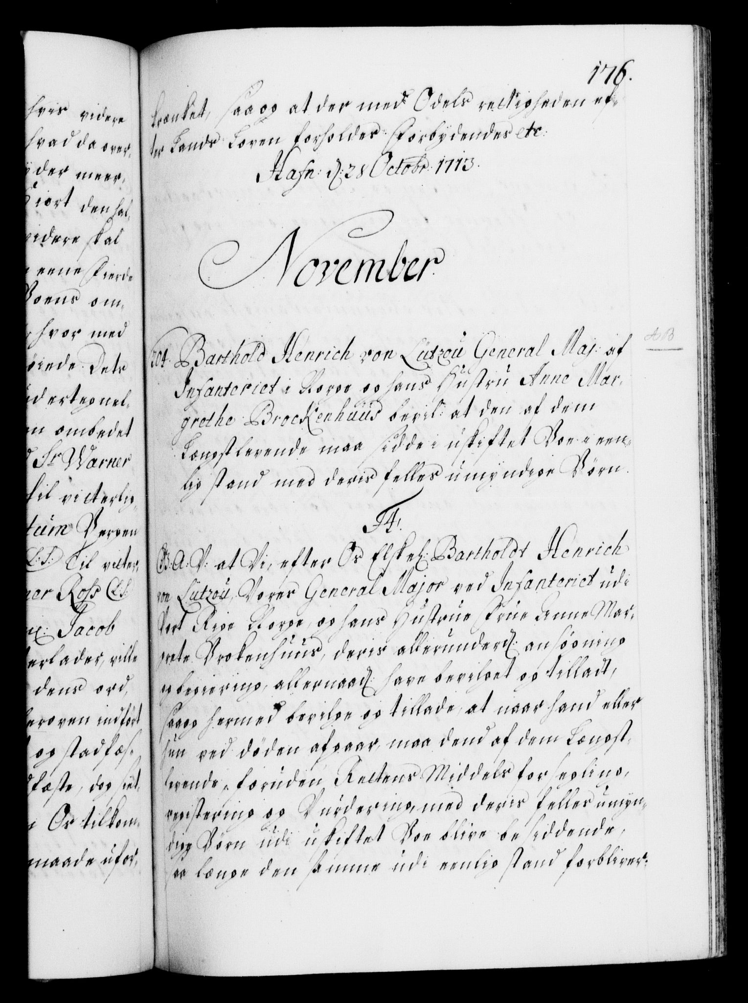 Danske Kanselli 1572-1799, AV/RA-EA-3023/F/Fc/Fca/Fcaa/L0021: Norske registre, 1712-1715, p. 176a