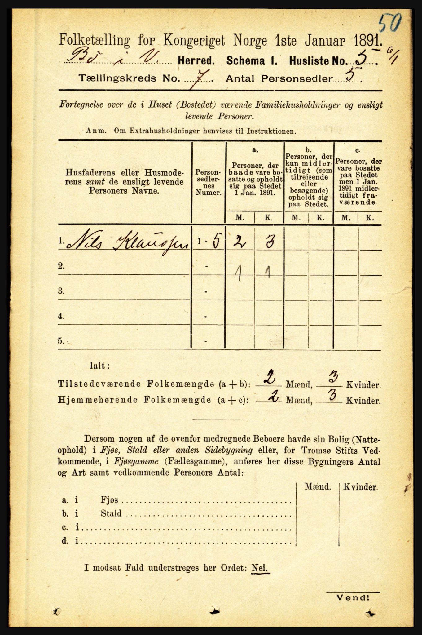 RA, 1891 census for 1867 Bø, 1891, p. 2427