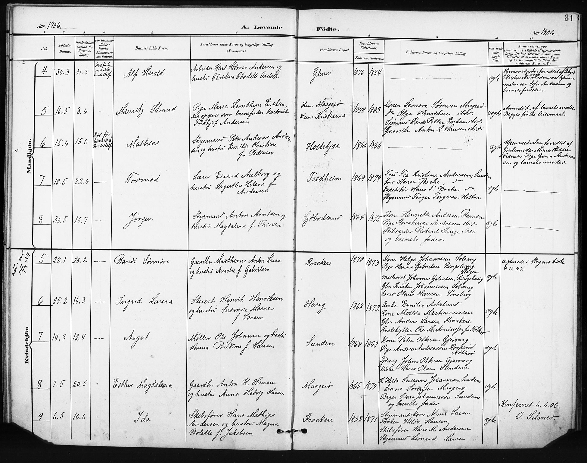 Tjøme kirkebøker, AV/SAKO-A-328/F/Fa/L0005: Parish register (official) no. I 5, 1901-1909, p. 31