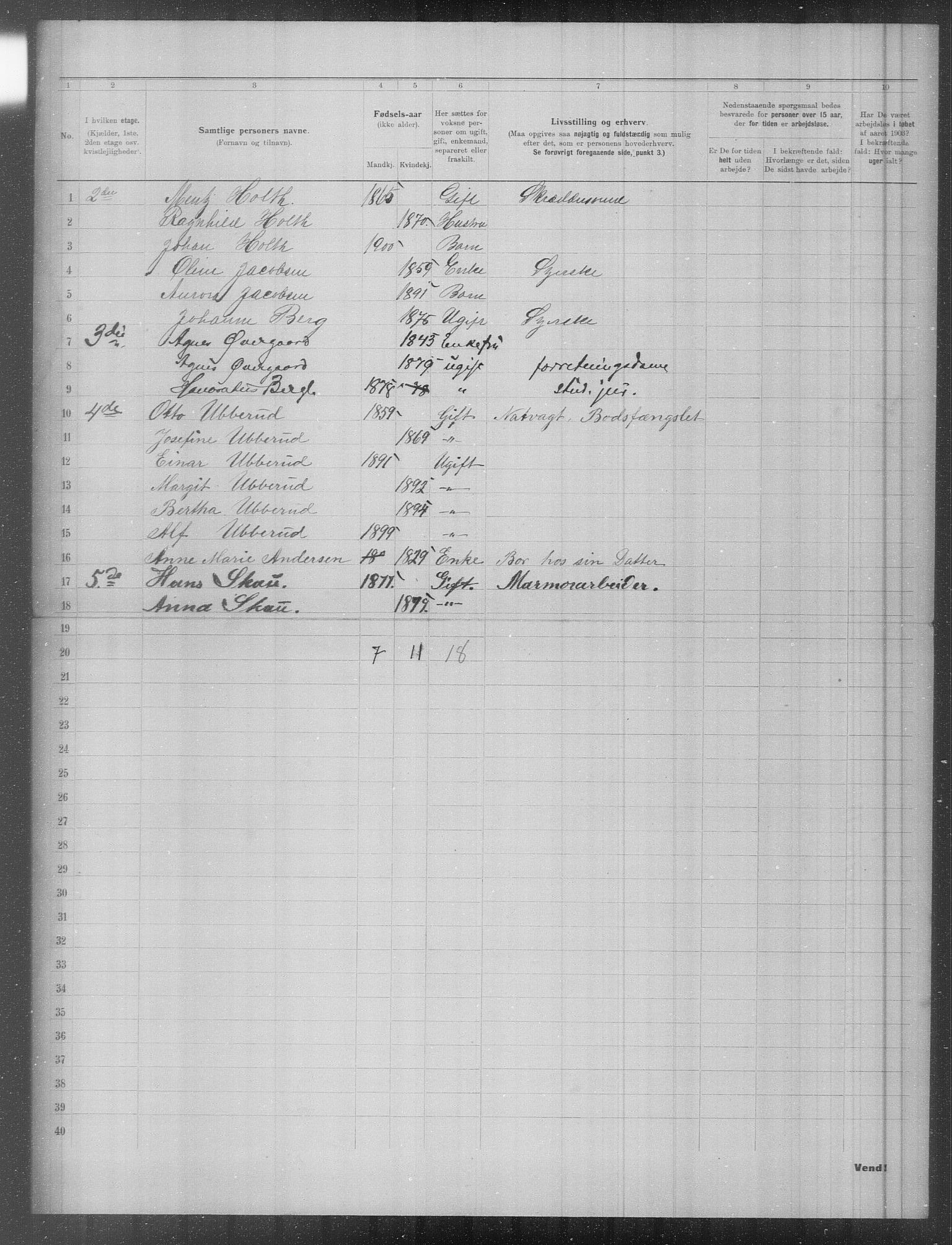 OBA, Municipal Census 1903 for Kristiania, 1903, p. 1775