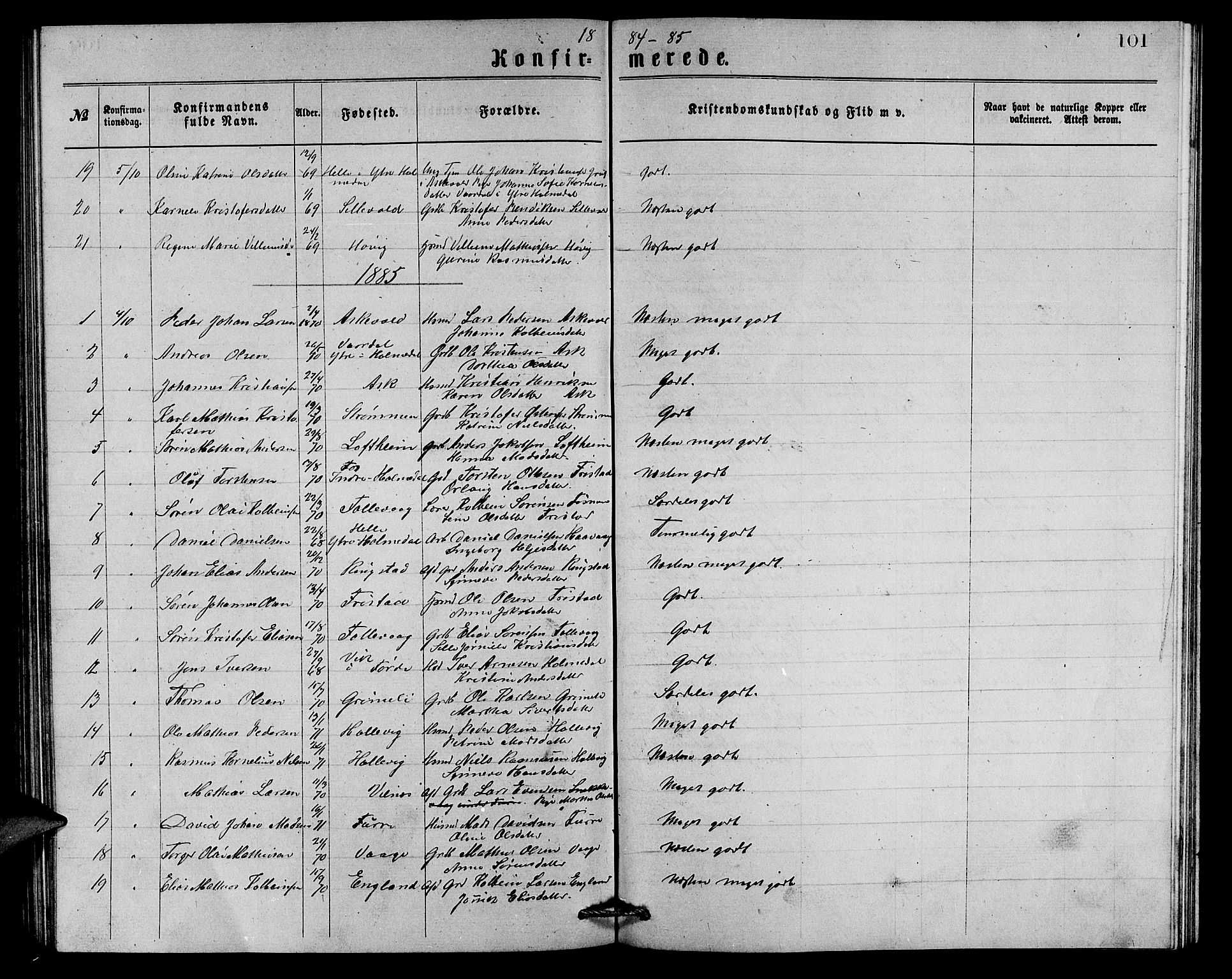 Askvoll sokneprestembete, AV/SAB-A-79501/H/Hab/Haba/L0002: Parish register (copy) no. A 2, 1873-1885, p. 101