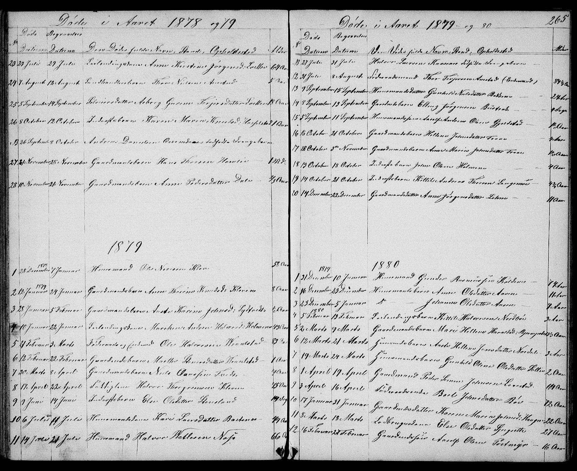 Drangedal kirkebøker, SAKO/A-258/G/Gb/L0001: Parish register (copy) no. II 1, 1856-1894, p. 265