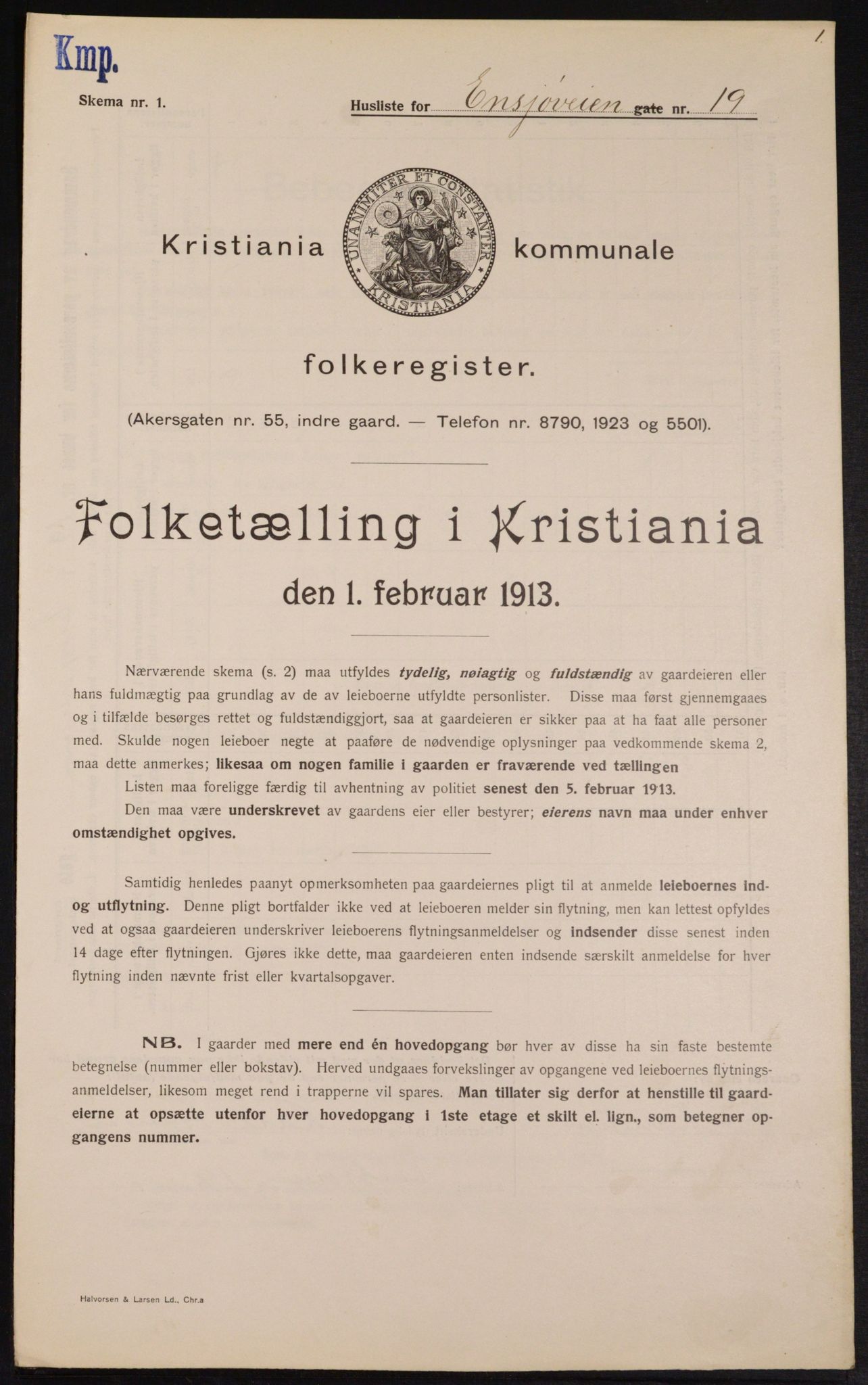 OBA, Municipal Census 1913 for Kristiania, 1913, p. 22066