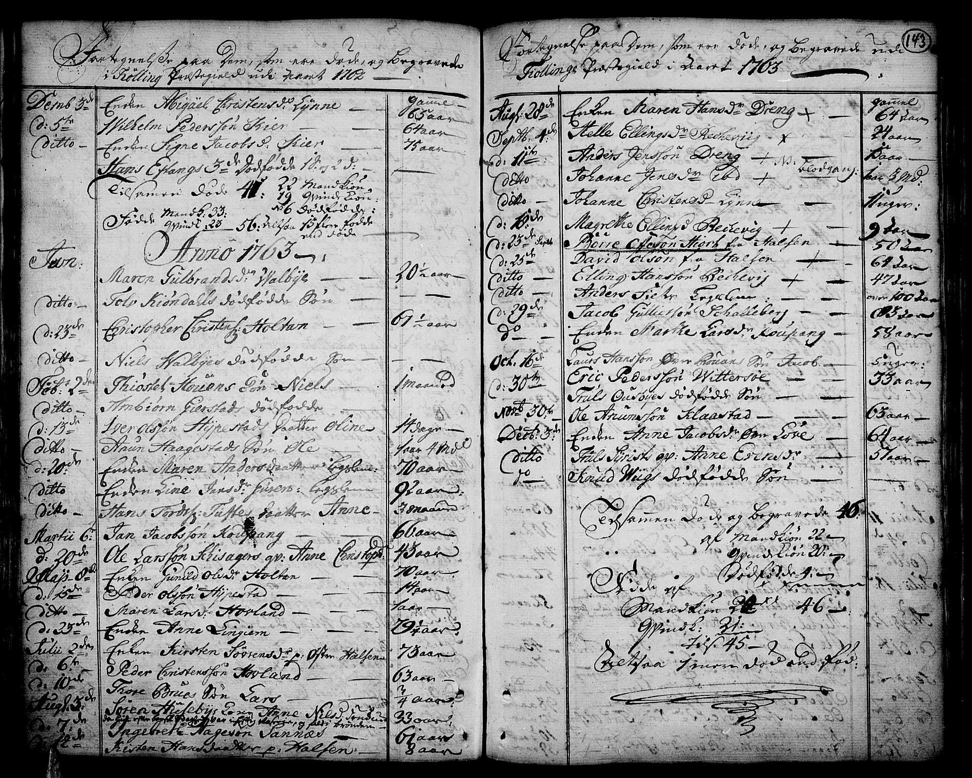 Tjølling kirkebøker, AV/SAKO-A-60/F/Fa/L0003: Parish register (official) no. 3, 1735-1778, p. 143