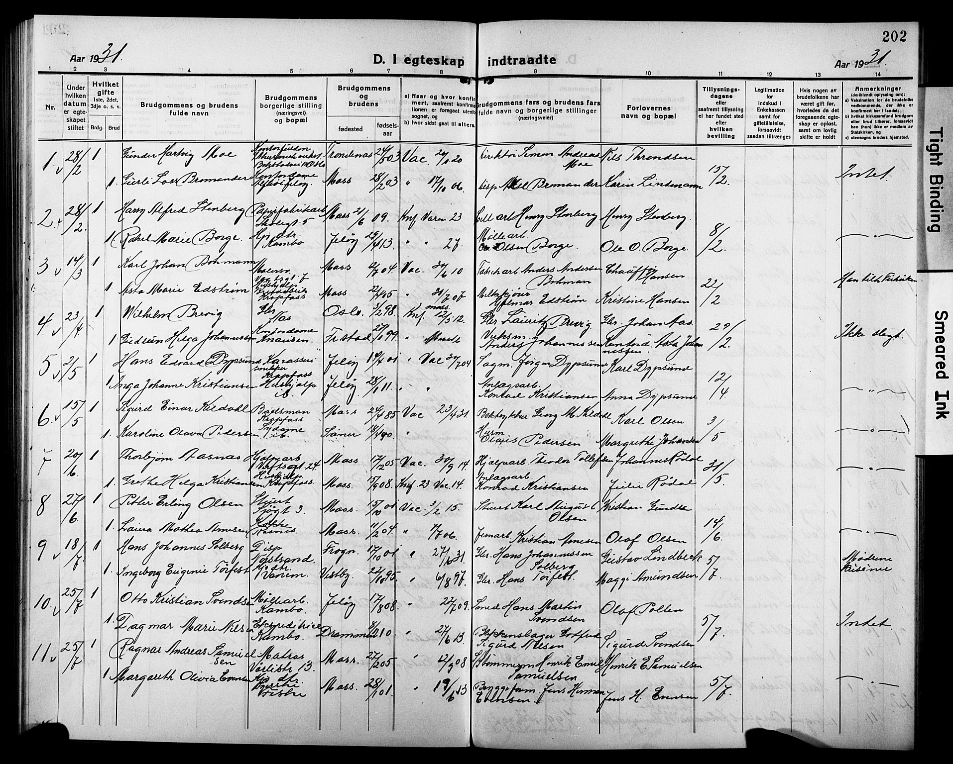 Moss prestekontor Kirkebøker, AV/SAO-A-2003/G/Gb/L0004: Parish register (copy) no. II 4, 1920-1932, p. 202