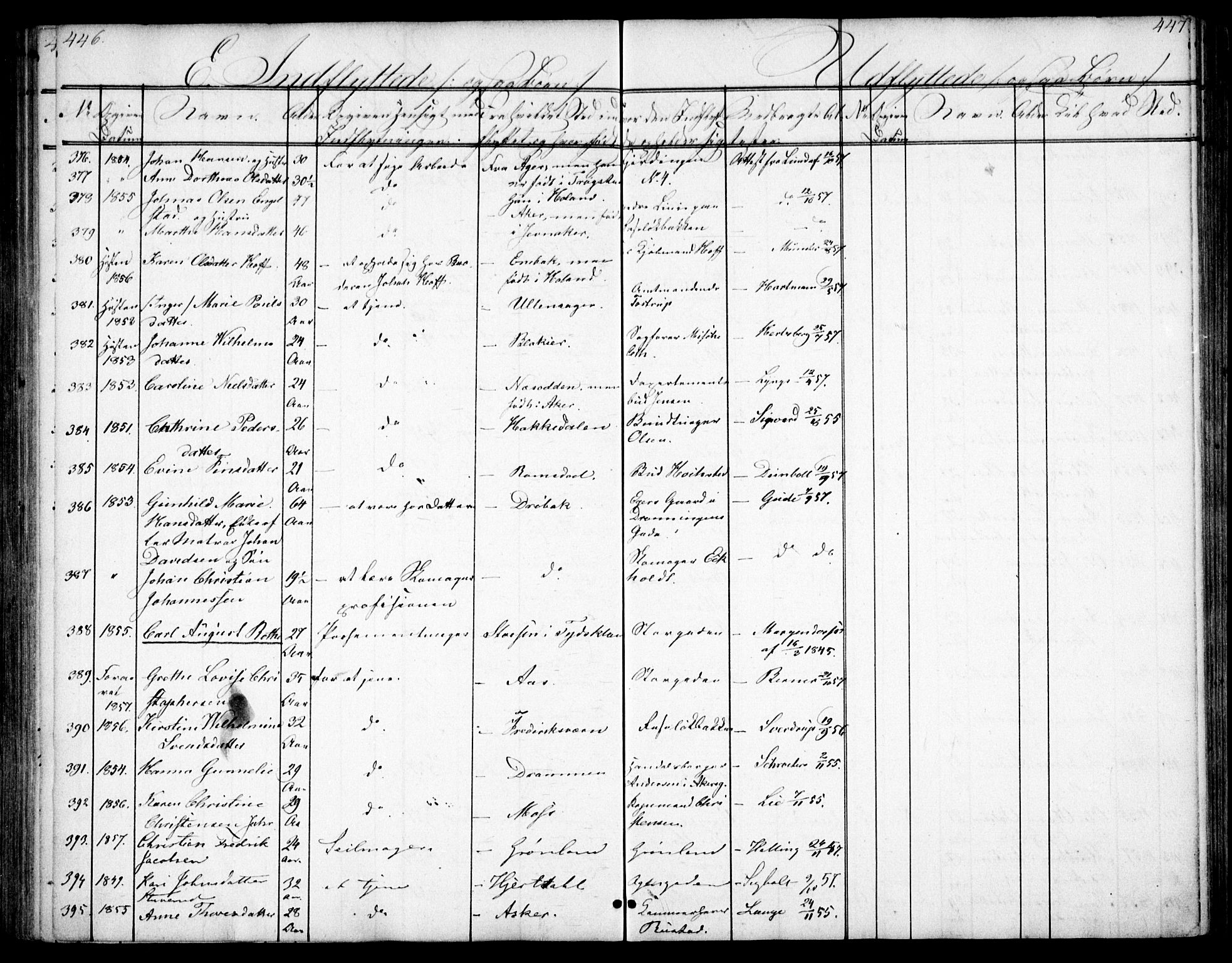 Oslo domkirke Kirkebøker, SAO/A-10752/F/Fa/L0028: Parish register (official) no. 28, 1840-1876, p. 446-447