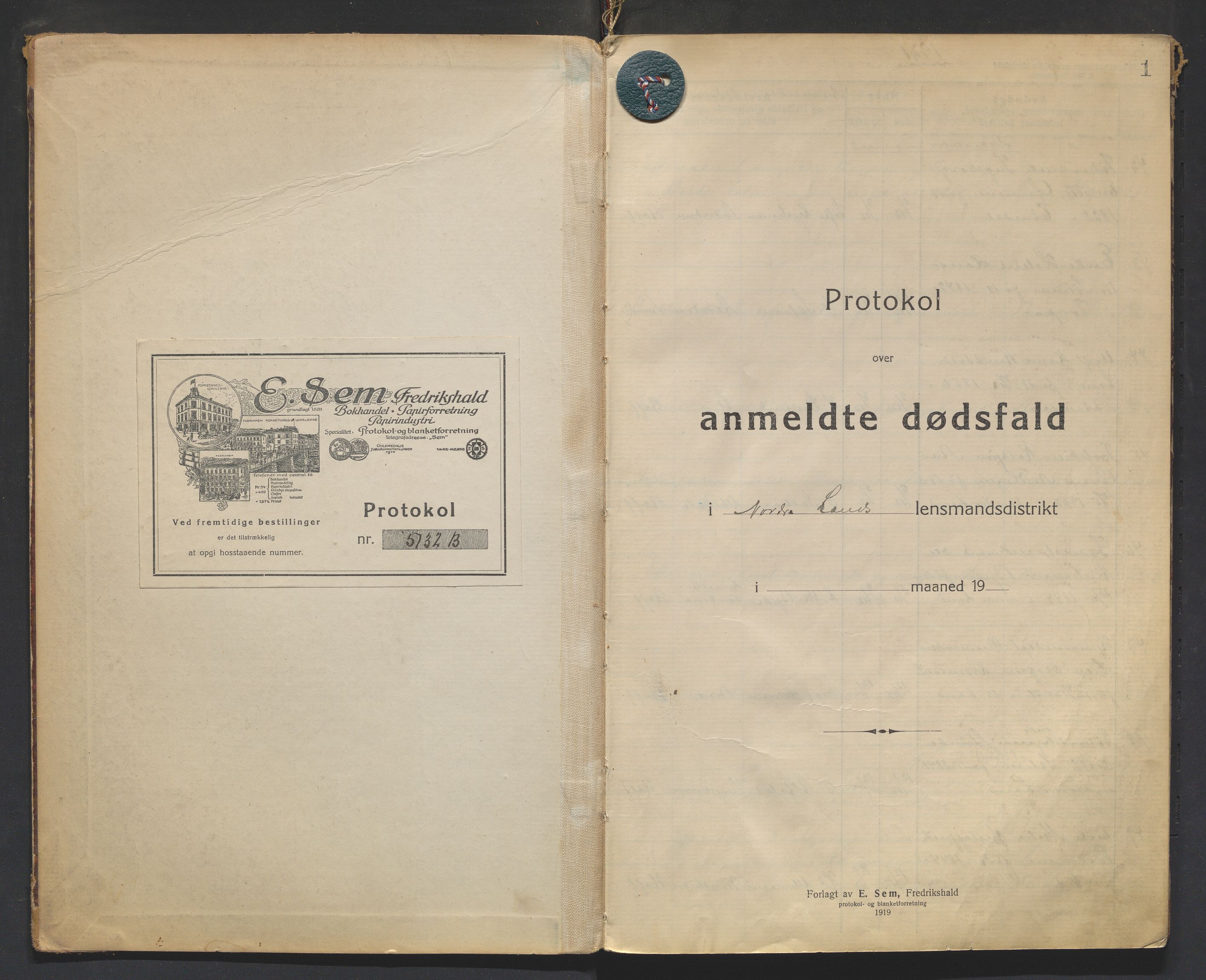 Nordre Land lensmannskontor, AV/SAH-LON-013/H/Ha/Haa/L0001/0004: Dødsfallsprotokoller / Dødsfallsprotokoll, 1921-1928, p. 1