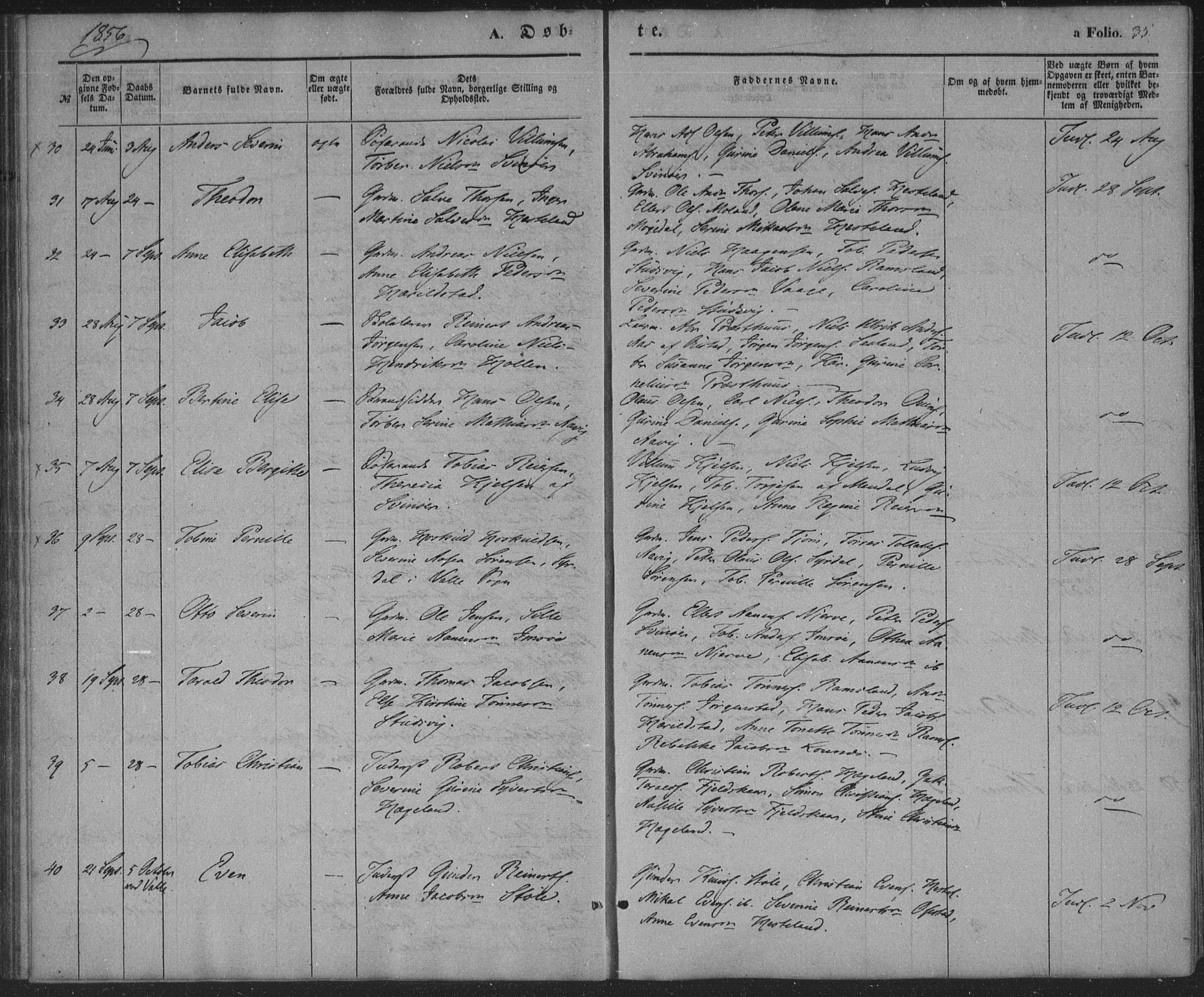 Sør-Audnedal sokneprestkontor, AV/SAK-1111-0039/F/Fa/Faa/L0002: Parish register (official) no. A 2, 1848-1867, p. 35