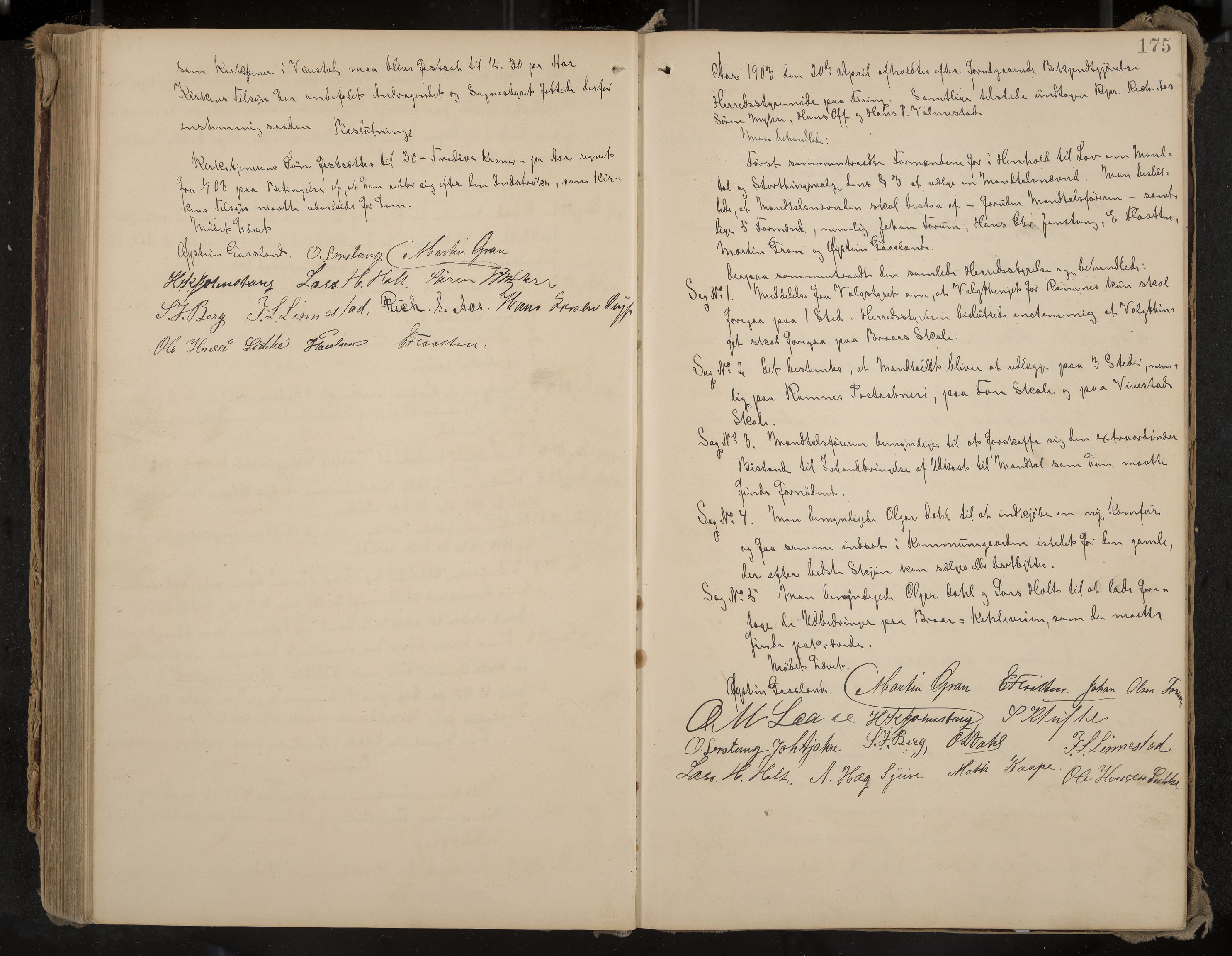 Ramnes formannskap og sentraladministrasjon, IKAK/0718021/A/Aa/L0004: Møtebok, 1892-1907, p. 175