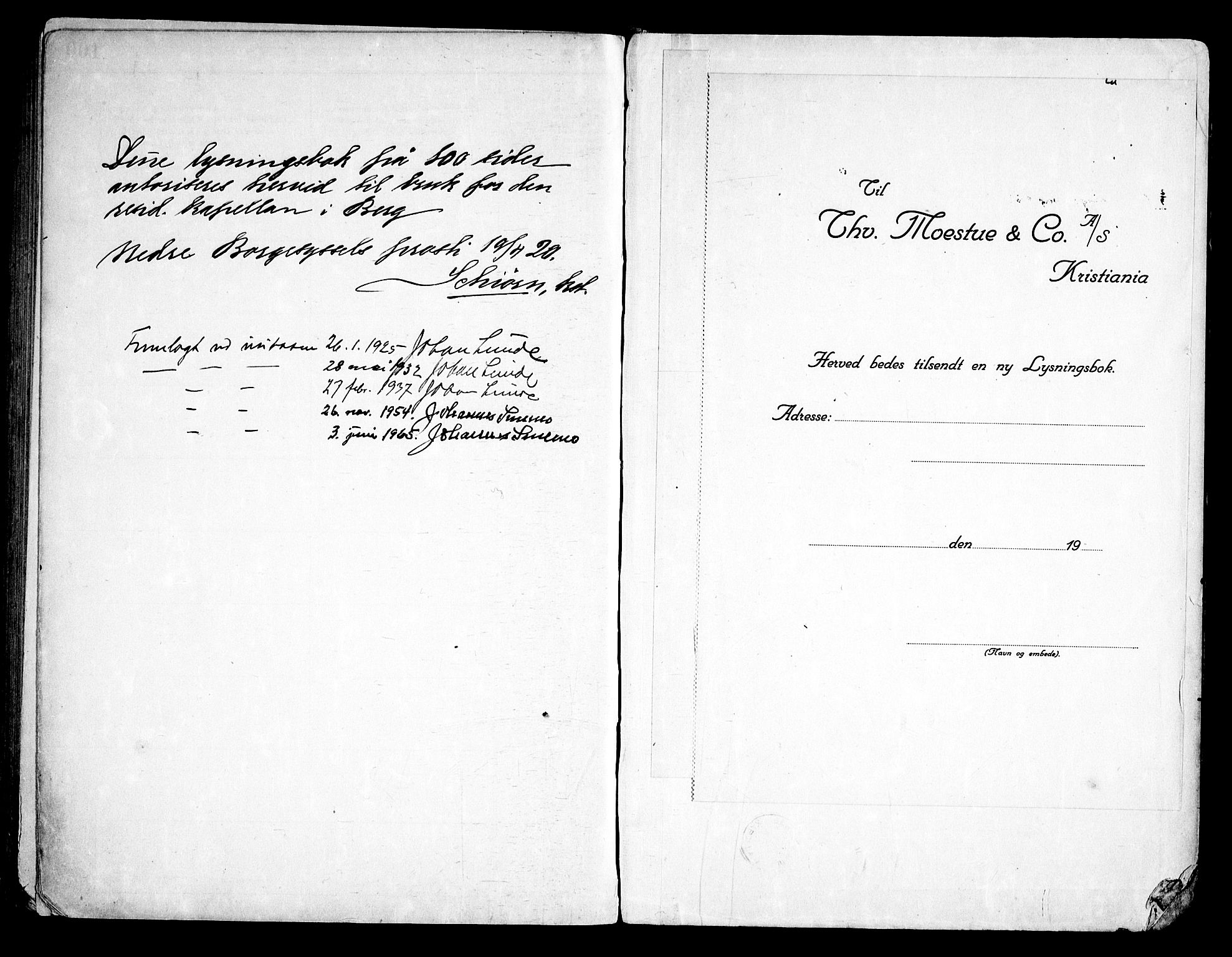 Berg prestekontor Kirkebøker, AV/SAO-A-10902/H/Hb/L0001: Banns register no. II 1, 1919-1966
