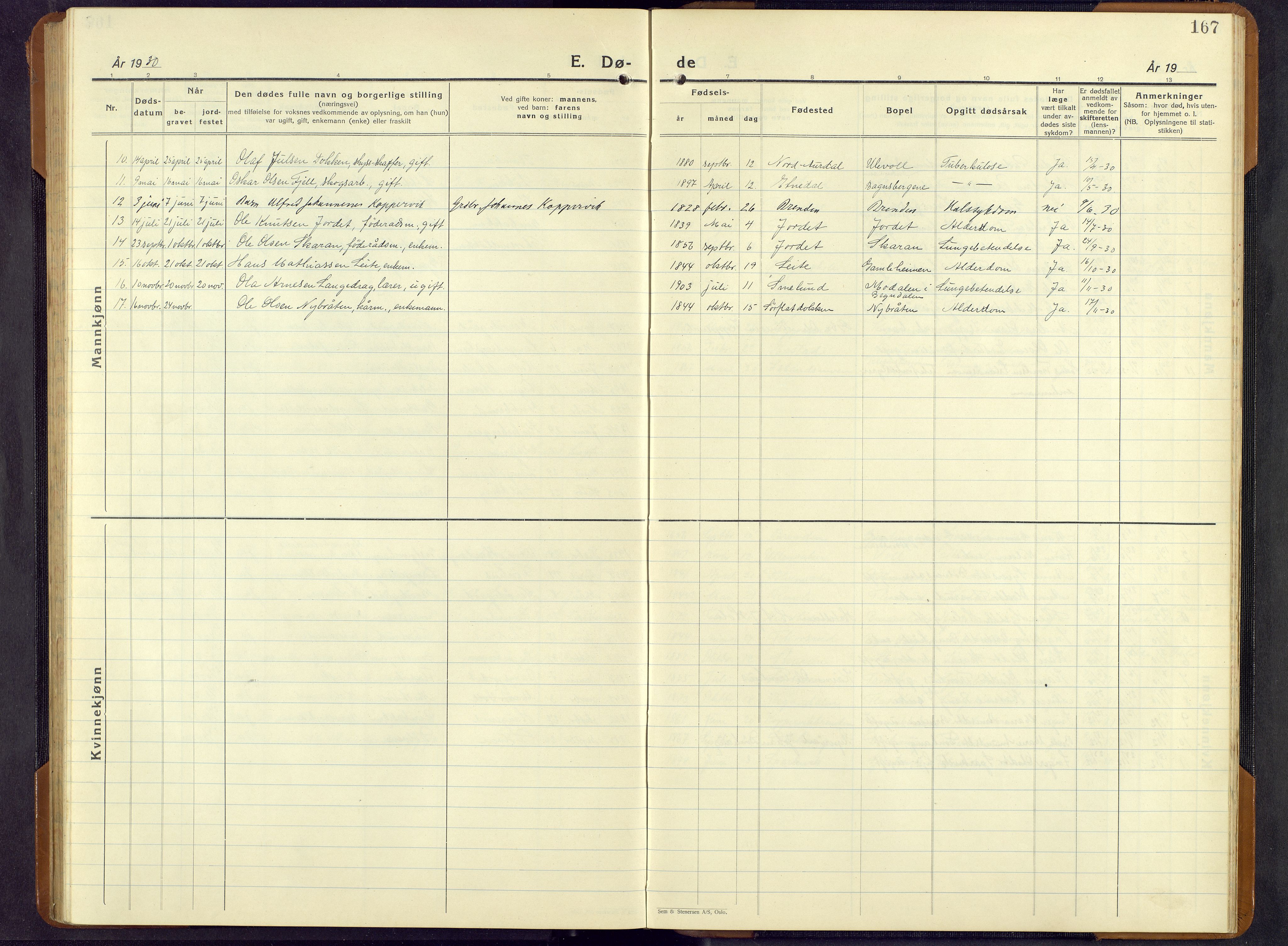 Sør-Aurdal prestekontor, AV/SAH-PREST-128/H/Ha/Hab/L0011: Parish register (copy) no. 11, 1922-1950, p. 167