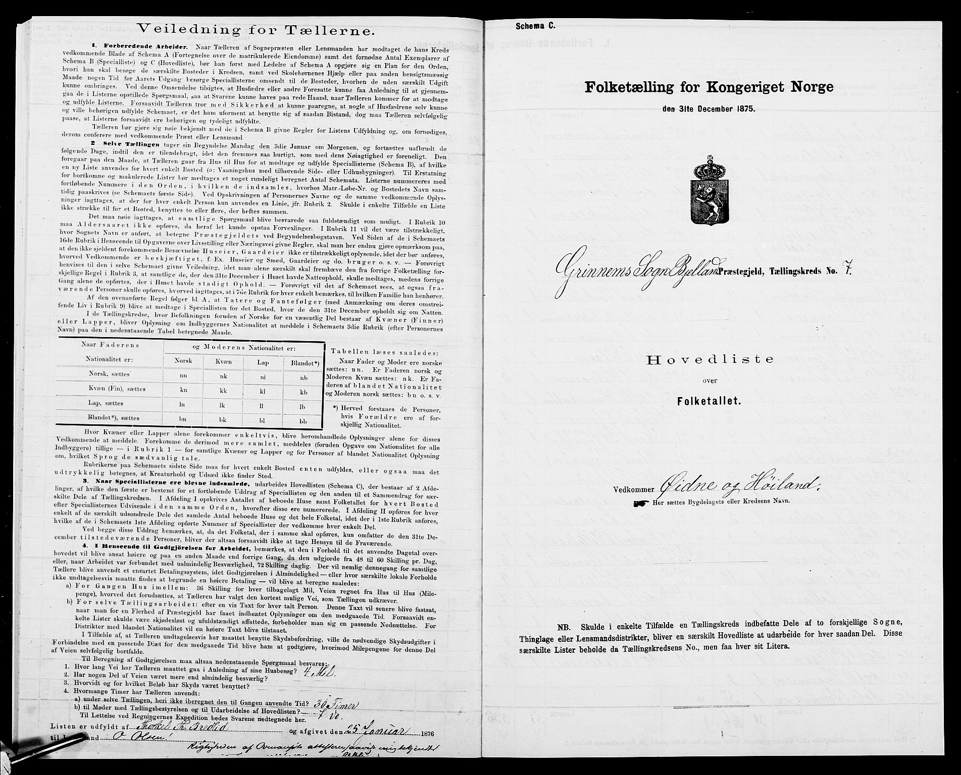 SAK, 1875 census for 1024P Bjelland, 1875, p. 24