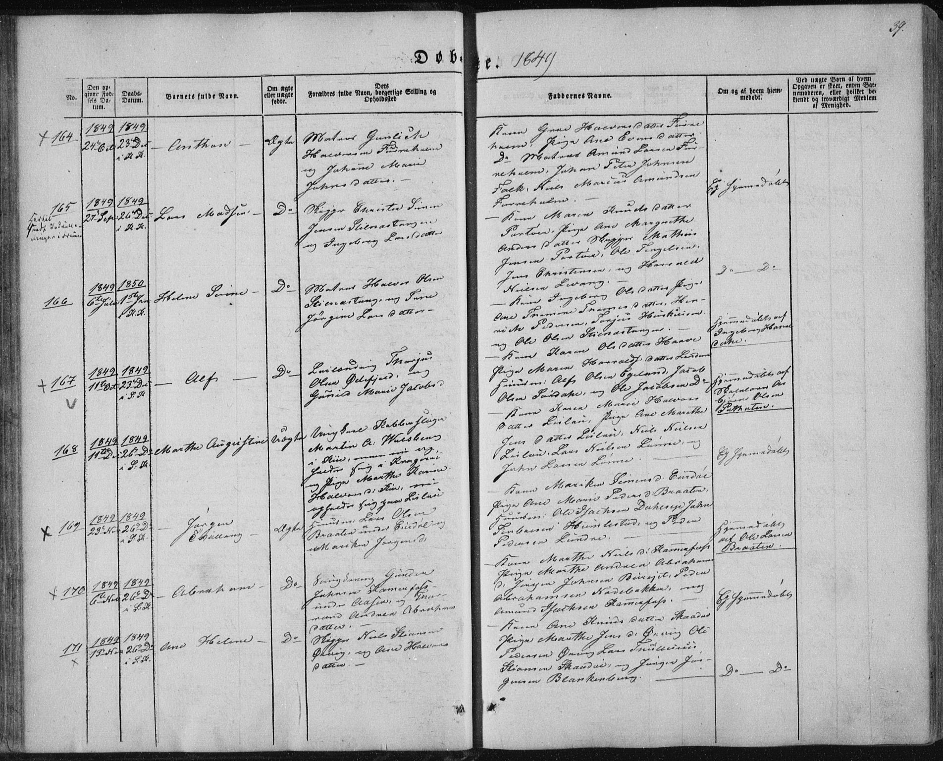 Sannidal kirkebøker, SAKO/A-296/F/Fa/L0008: Parish register (official) no. 8, 1847-1862, p. 39