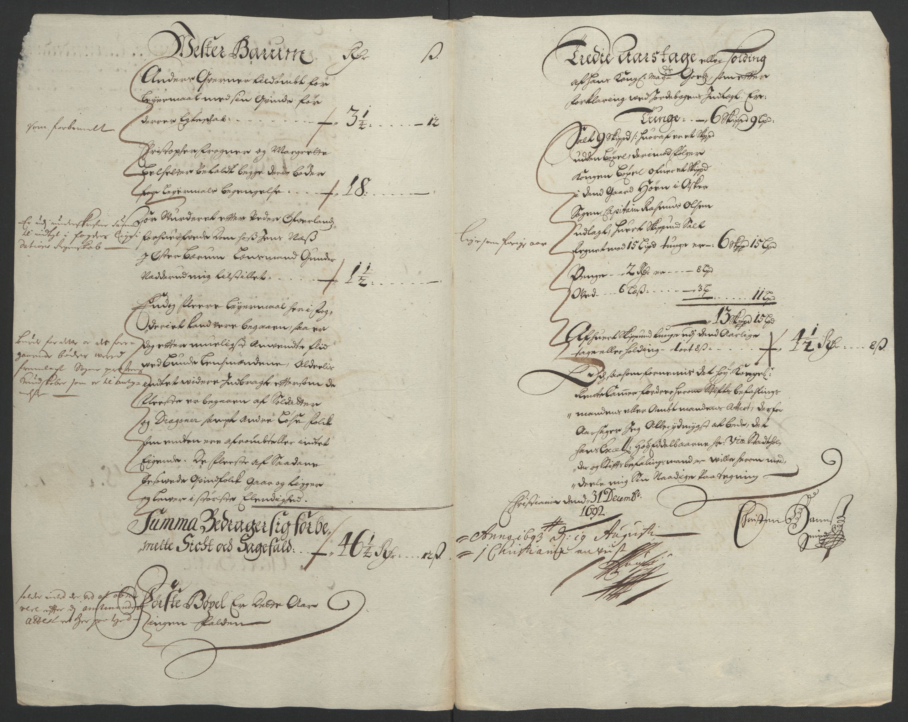 Rentekammeret inntil 1814, Reviderte regnskaper, Fogderegnskap, RA/EA-4092/R08/L0426: Fogderegnskap Aker, 1692-1693, p. 79