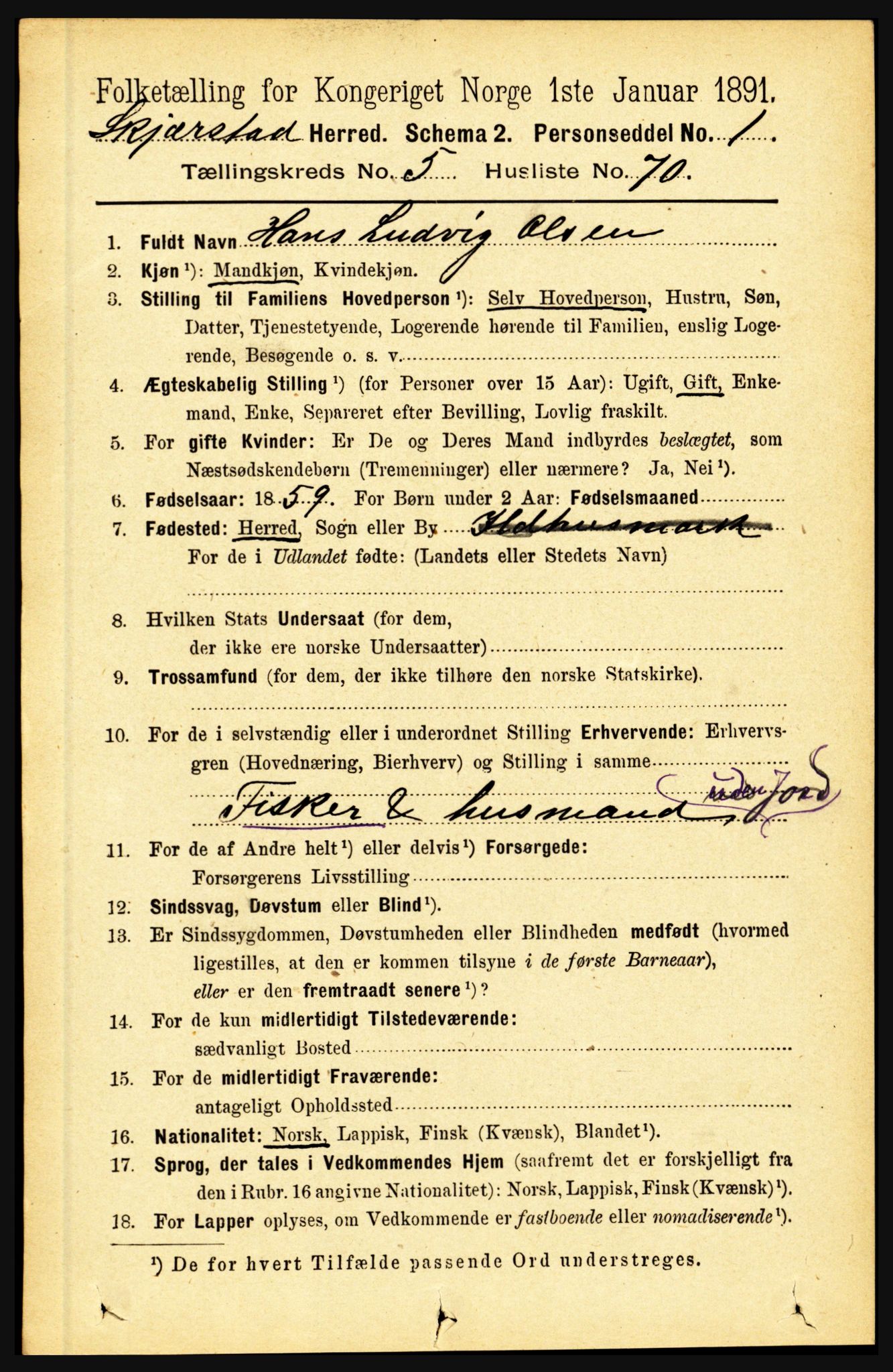 RA, 1891 census for 1842 Skjerstad, 1891, p. 1893