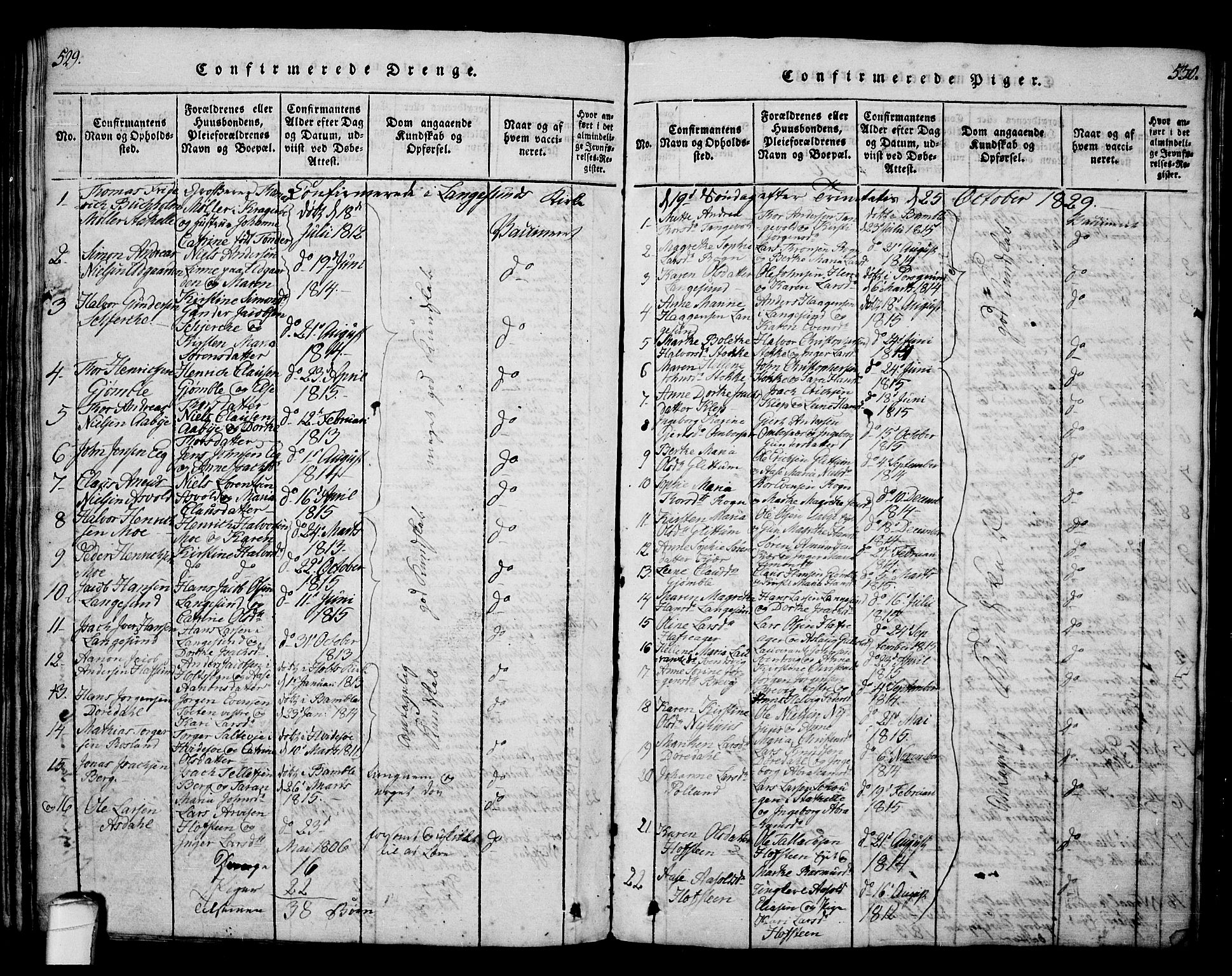 Bamble kirkebøker, SAKO/A-253/G/Ga/L0005: Parish register (copy) no. I 5, 1814-1855, p. 529-530