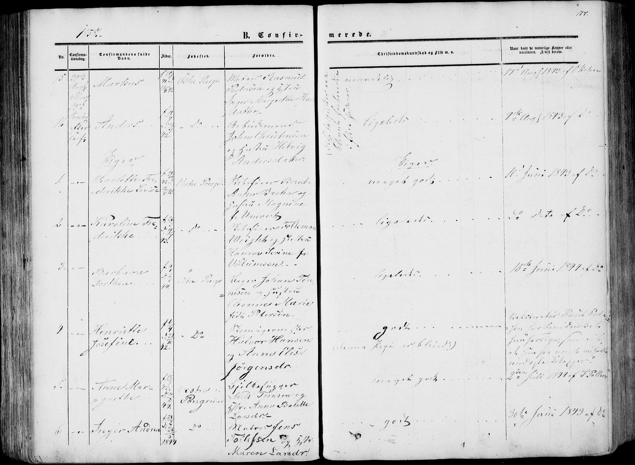 Porsgrunn kirkebøker , AV/SAKO-A-104/F/Fa/L0007: Parish register (official) no. 7, 1858-1877, p. 177