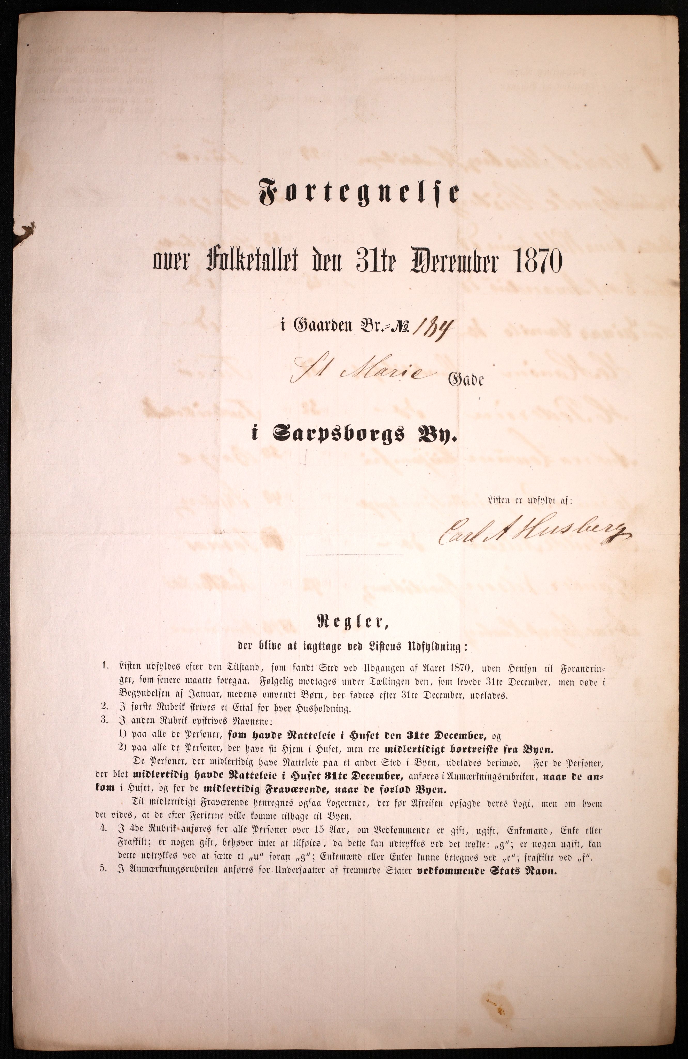 RA, 1870 census for 0102 Sarpsborg, 1870, p. 71