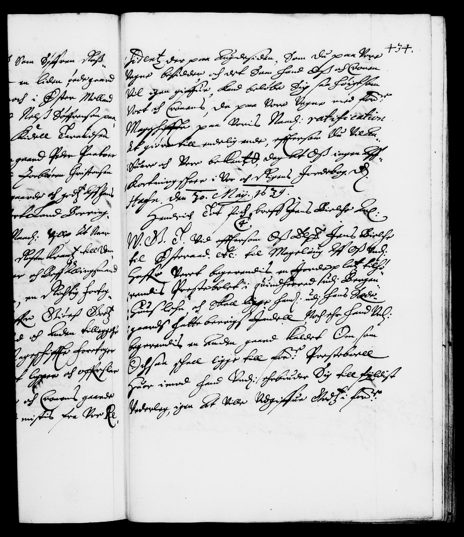 Danske Kanselli 1572-1799, AV/RA-EA-3023/F/Fc/Fca/Fcab/L0006: Norske tegnelser (mikrofilm), 1634-1639, p. 434a