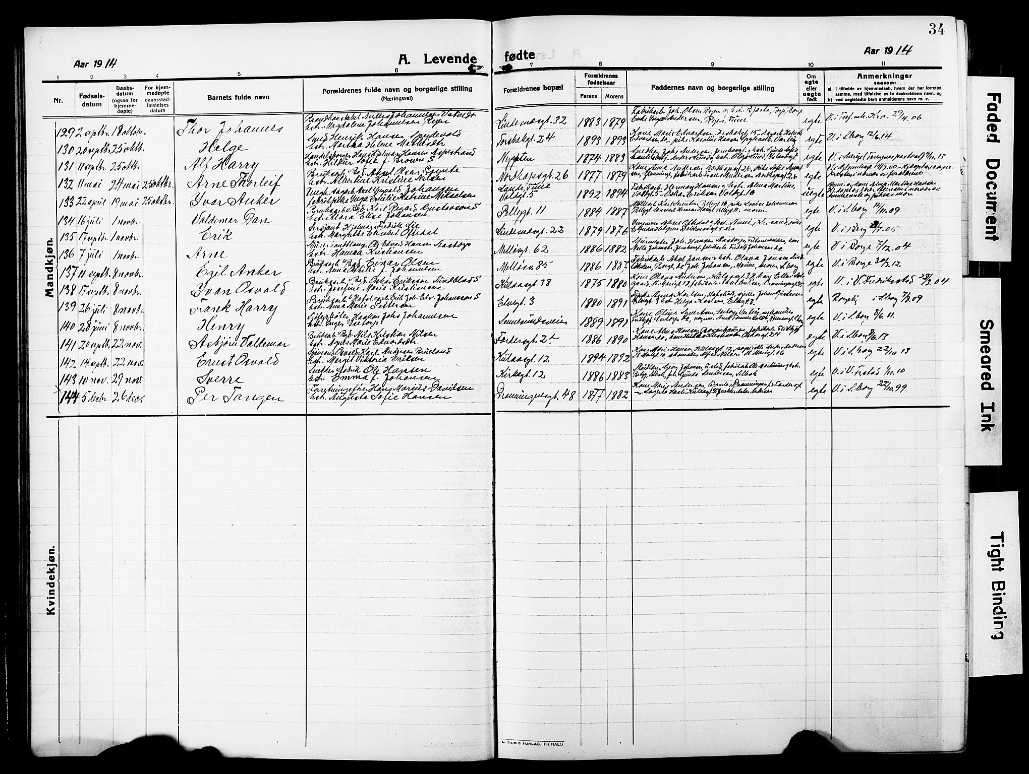 Sarpsborg prestekontor Kirkebøker, AV/SAO-A-2006/G/Ga/L0002: Parish register (copy) no. 2, 1912-1931, p. 34