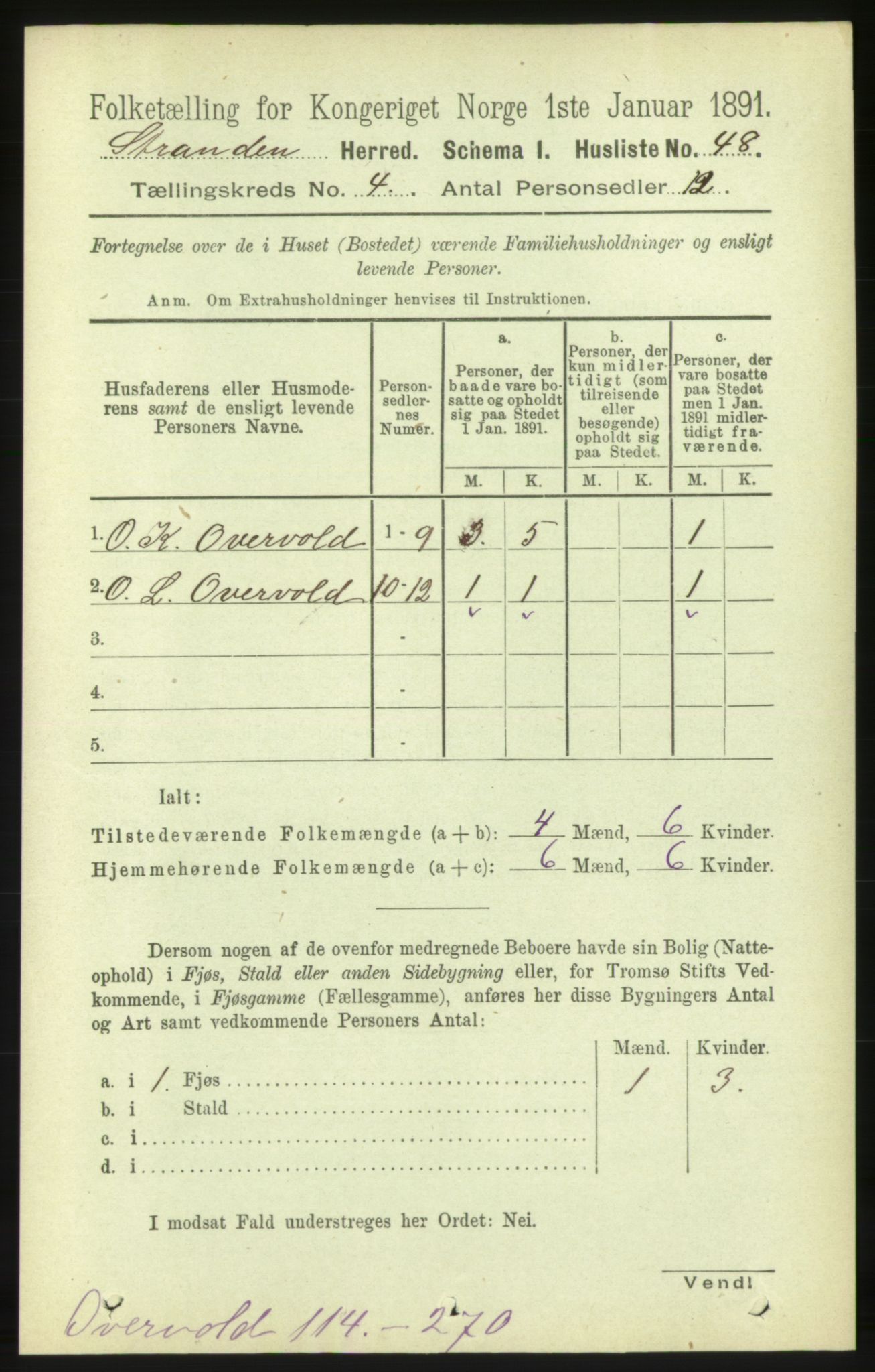 RA, 1891 census for 1525 Stranda, 1891, p. 797