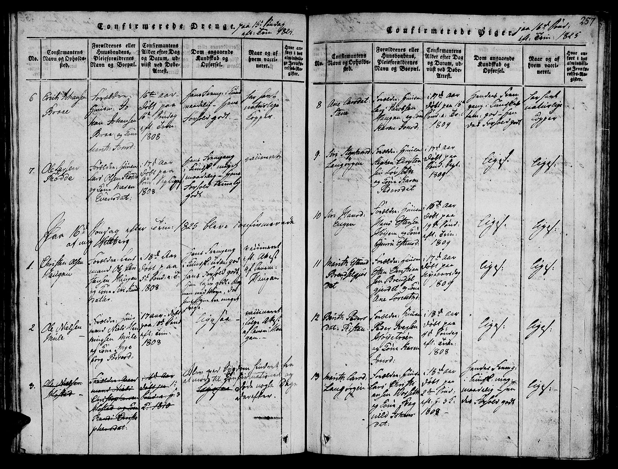 Ministerialprotokoller, klokkerbøker og fødselsregistre - Sør-Trøndelag, SAT/A-1456/612/L0372: Parish register (official) no. 612A06 /1, 1816-1828, p. 257