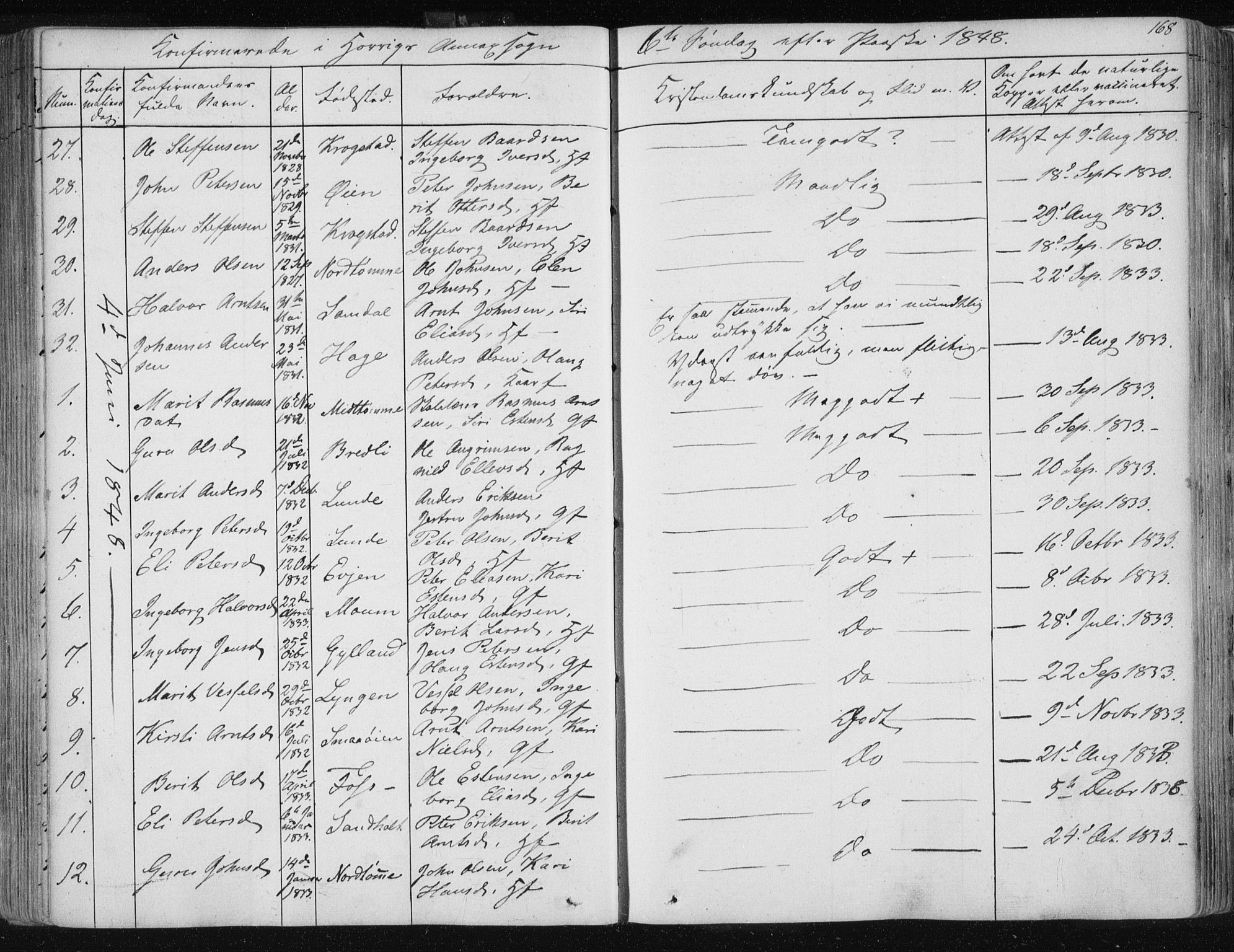 Ministerialprotokoller, klokkerbøker og fødselsregistre - Sør-Trøndelag, SAT/A-1456/687/L0998: Parish register (official) no. 687A05 /2, 1843-1849, p. 168