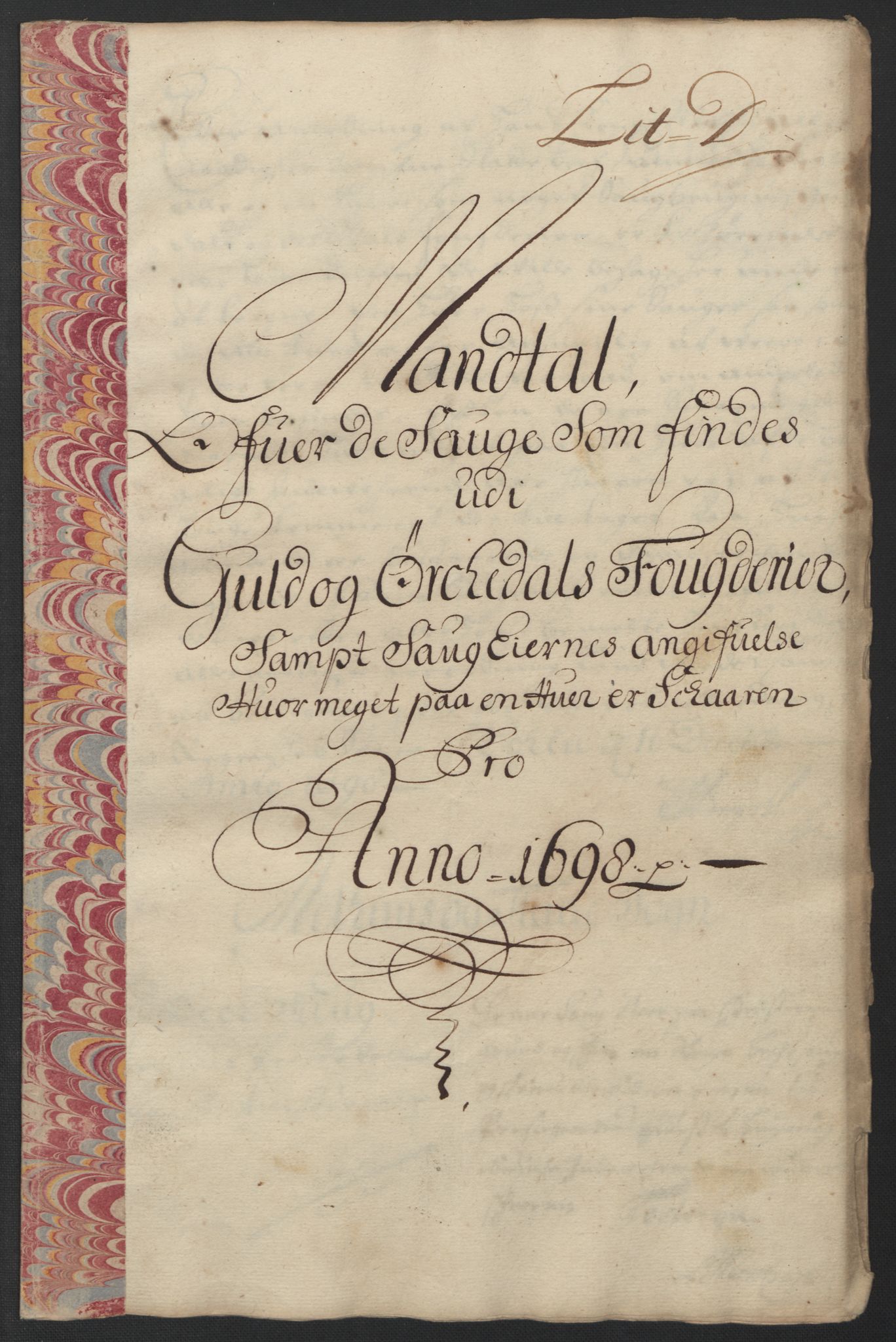 Rentekammeret inntil 1814, Reviderte regnskaper, Fogderegnskap, RA/EA-4092/R60/L3948: Fogderegnskap Orkdal og Gauldal, 1698, p. 327