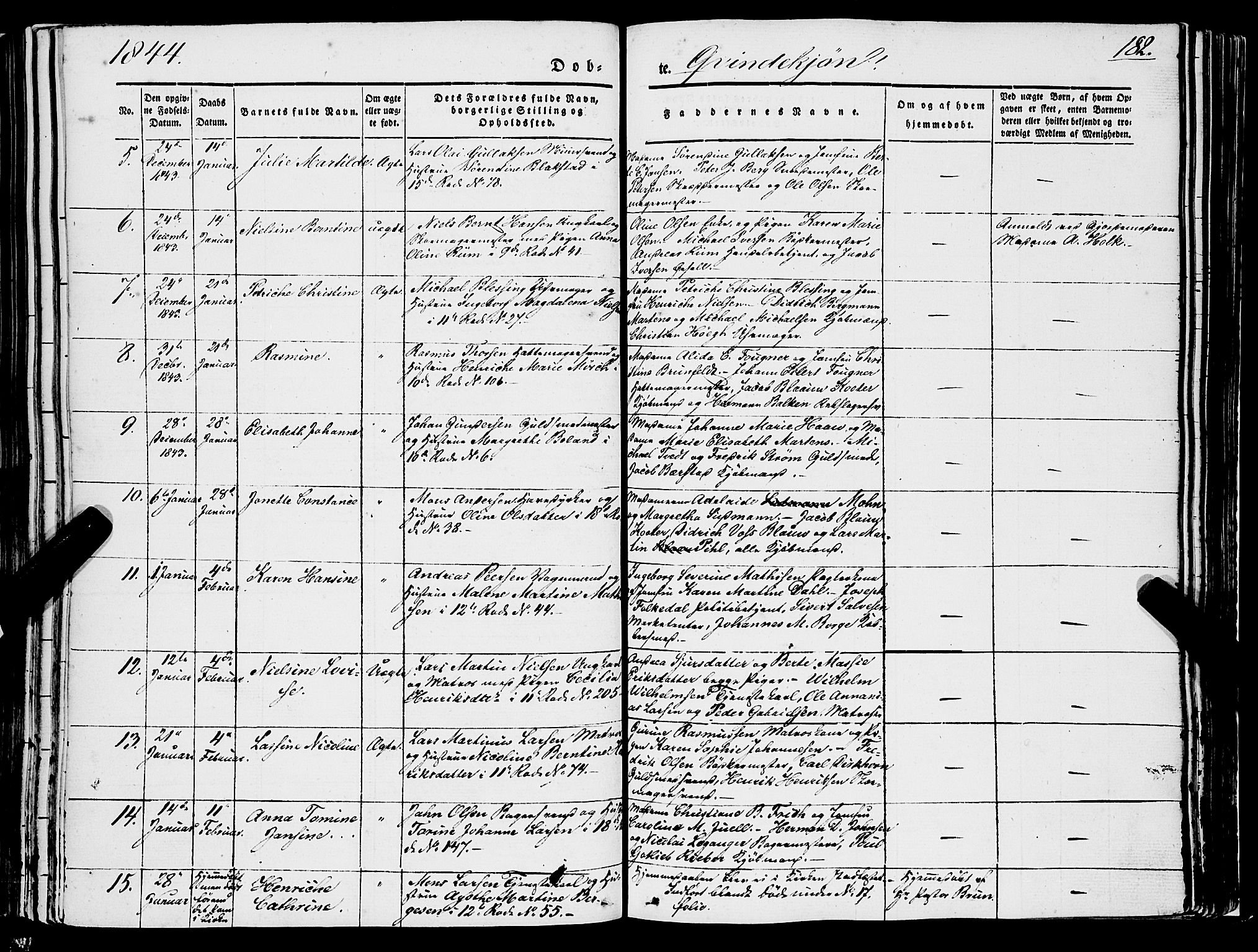 Domkirken sokneprestembete, AV/SAB-A-74801/H/Haa/L0019: Parish register (official) no. B 2, 1841-1851, p. 182