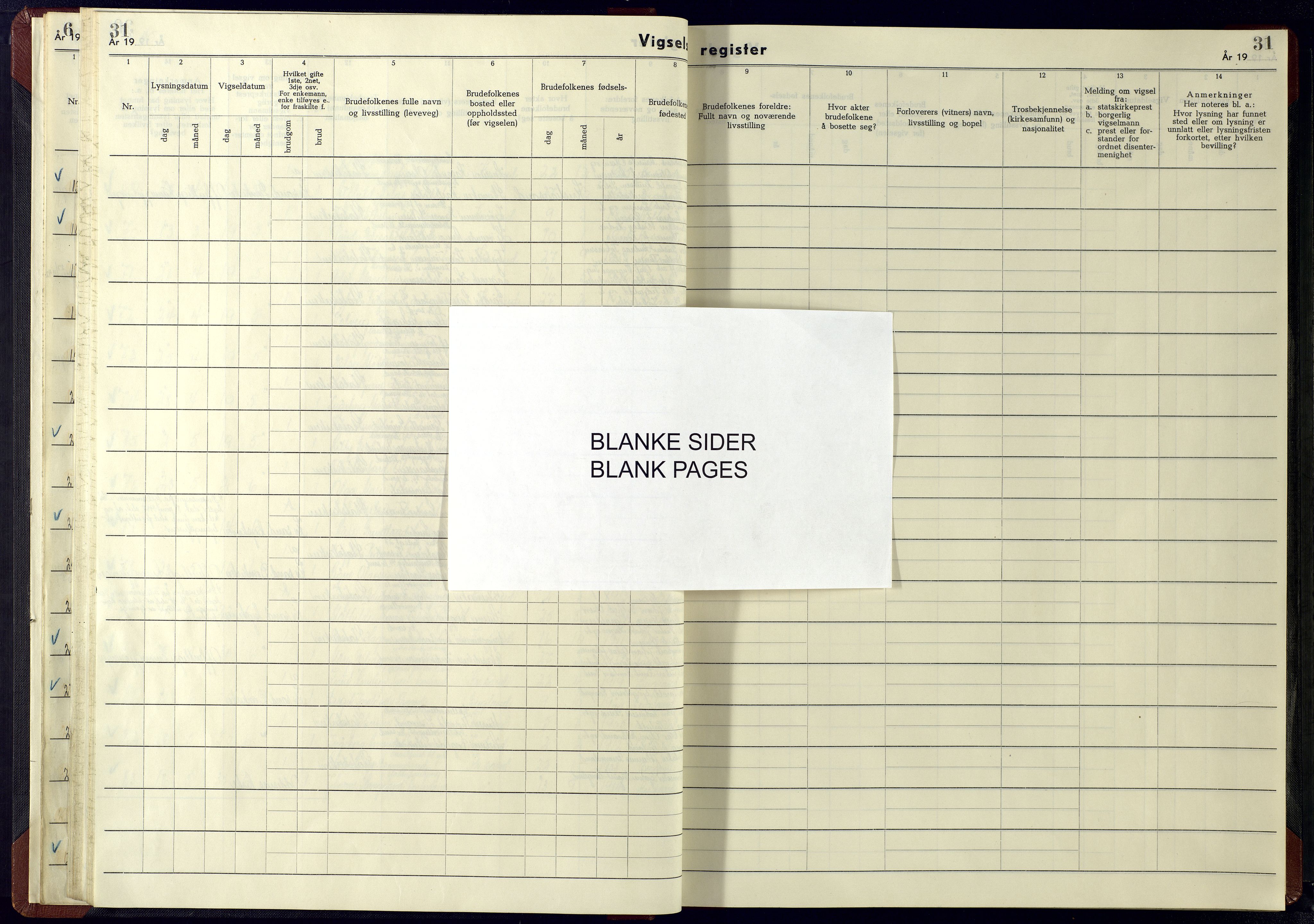 Kristiansand domprosti, AV/SAK-1112-0006/J/Ja/L0003: Marriage register no. A-VI-15, 1942-1945, p. 31