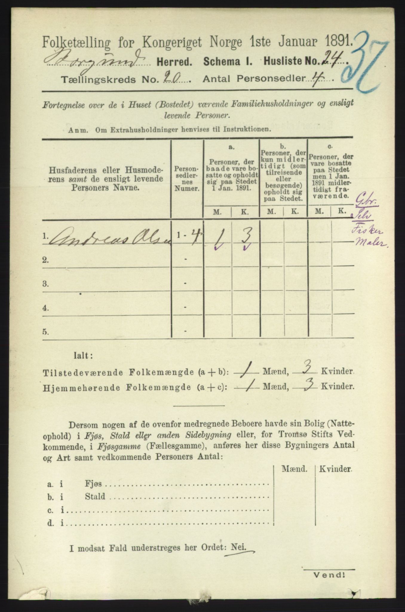 RA, 1891 census for 1531 Borgund, 1891, p. 6107