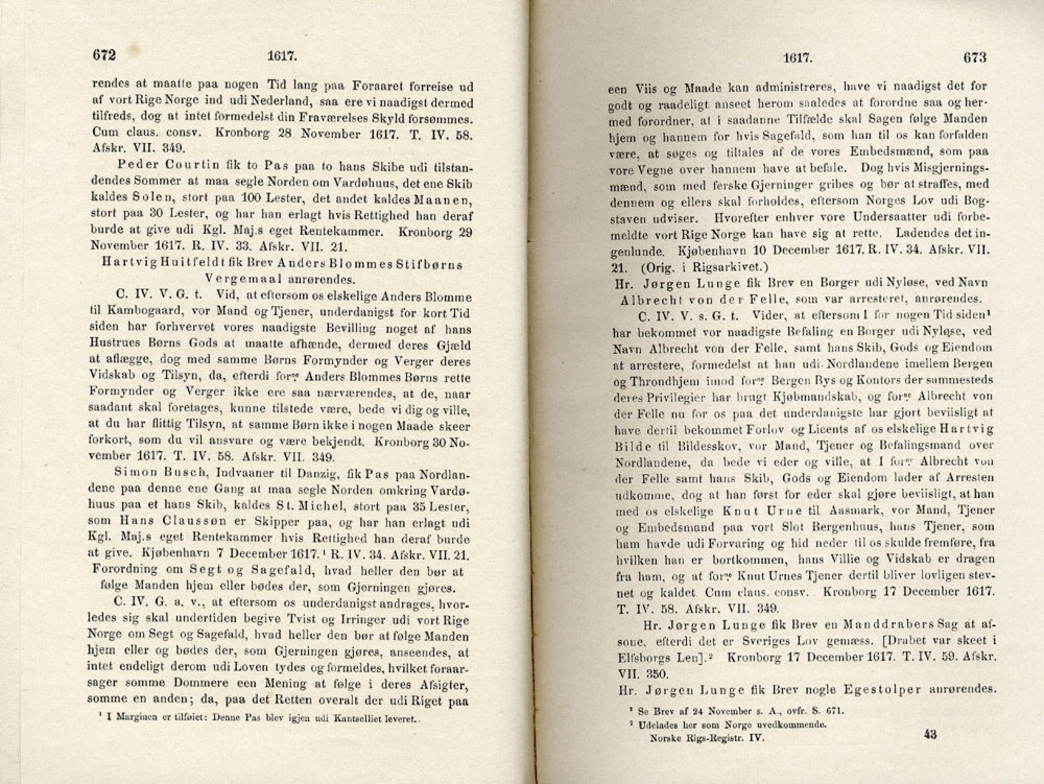 Publikasjoner utgitt av Det Norske Historiske Kildeskriftfond, PUBL/-/-/-: Norske Rigs-Registranter, bind 4, 1603-1618, p. 672-673