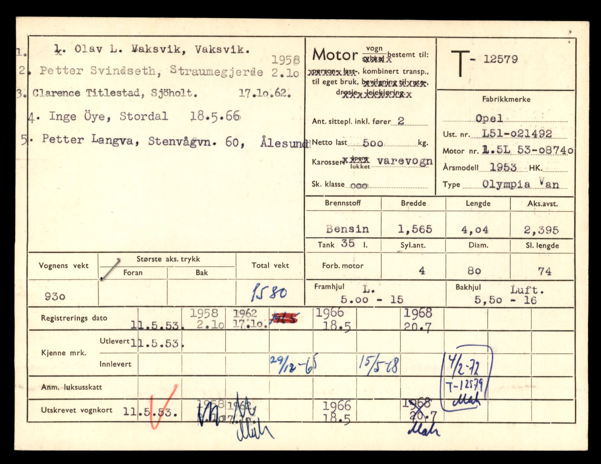 Møre og Romsdal vegkontor - Ålesund trafikkstasjon, AV/SAT-A-4099/F/Fe/L0034: Registreringskort for kjøretøy T 12500 - T 12652, 1927-1998, p. 1518