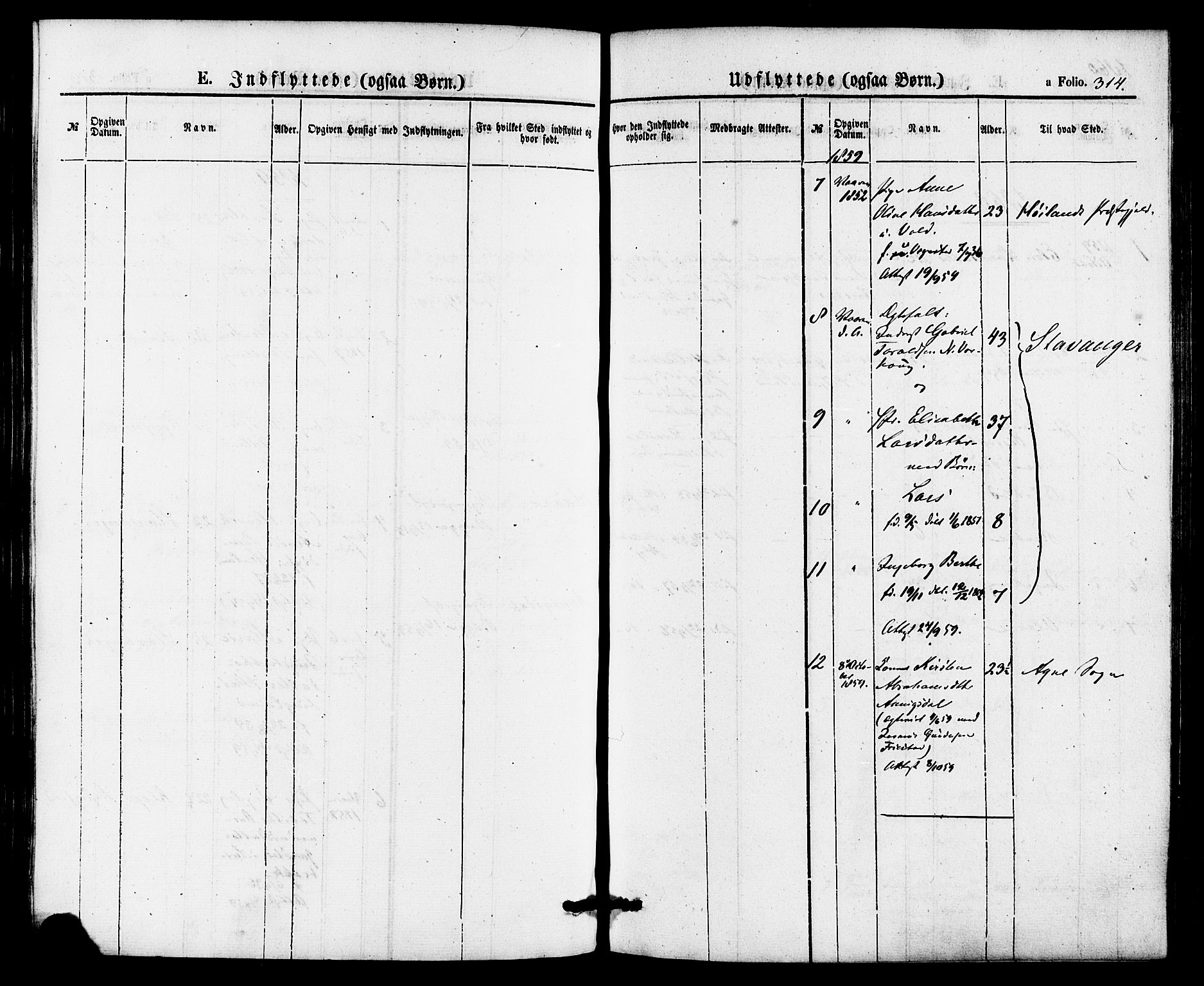 Hå sokneprestkontor, AV/SAST-A-101801/001/30BA/L0009: Parish register (official) no. A 8, 1855-1878, p. 314