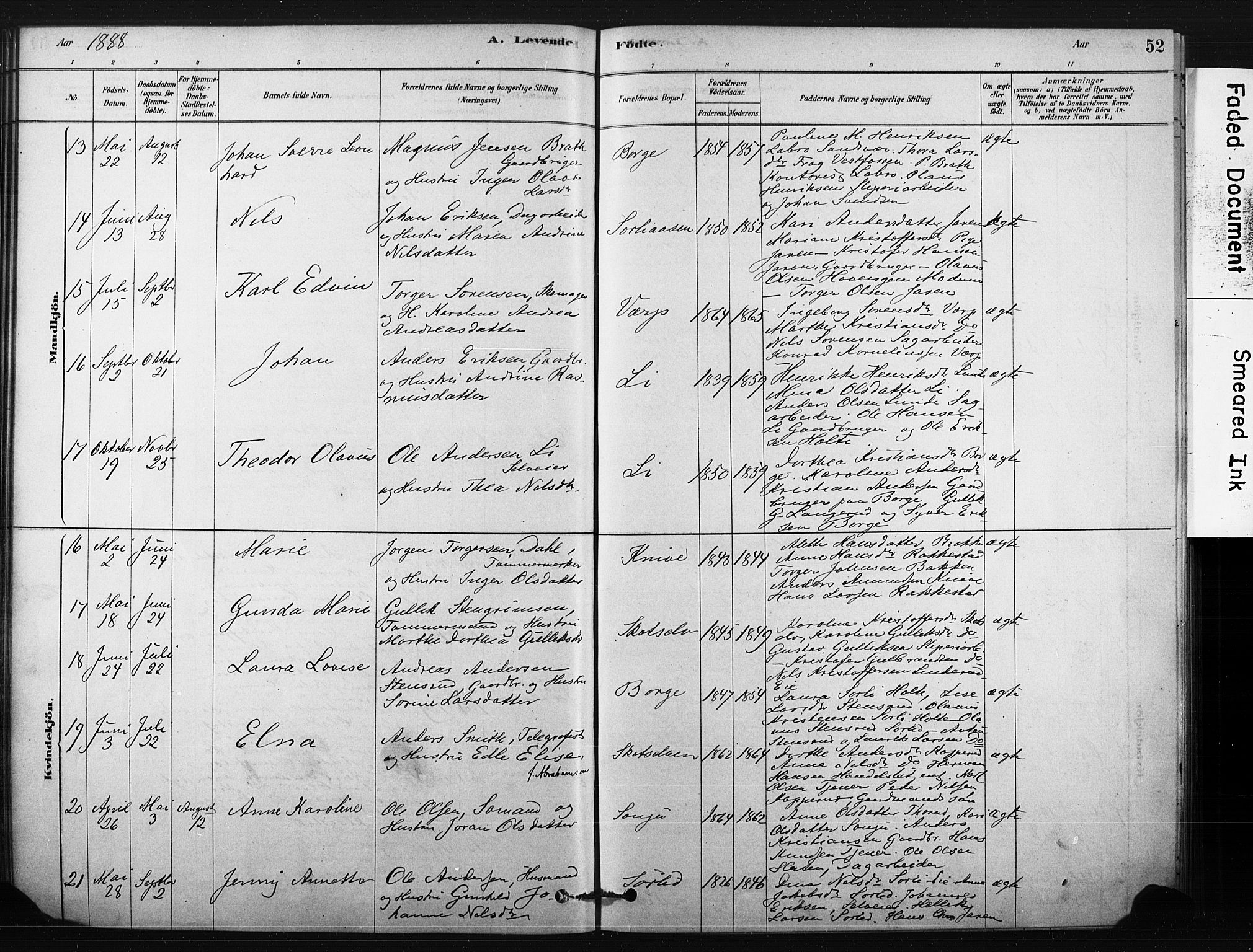 Eiker kirkebøker, AV/SAKO-A-4/F/Fc/L0001: Parish register (official) no. III 1, 1878-1889, p. 52