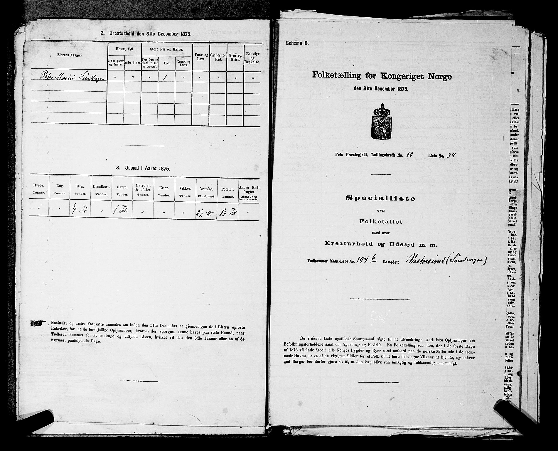 RA, 1875 census for 0227P Fet, 1875, p. 1436