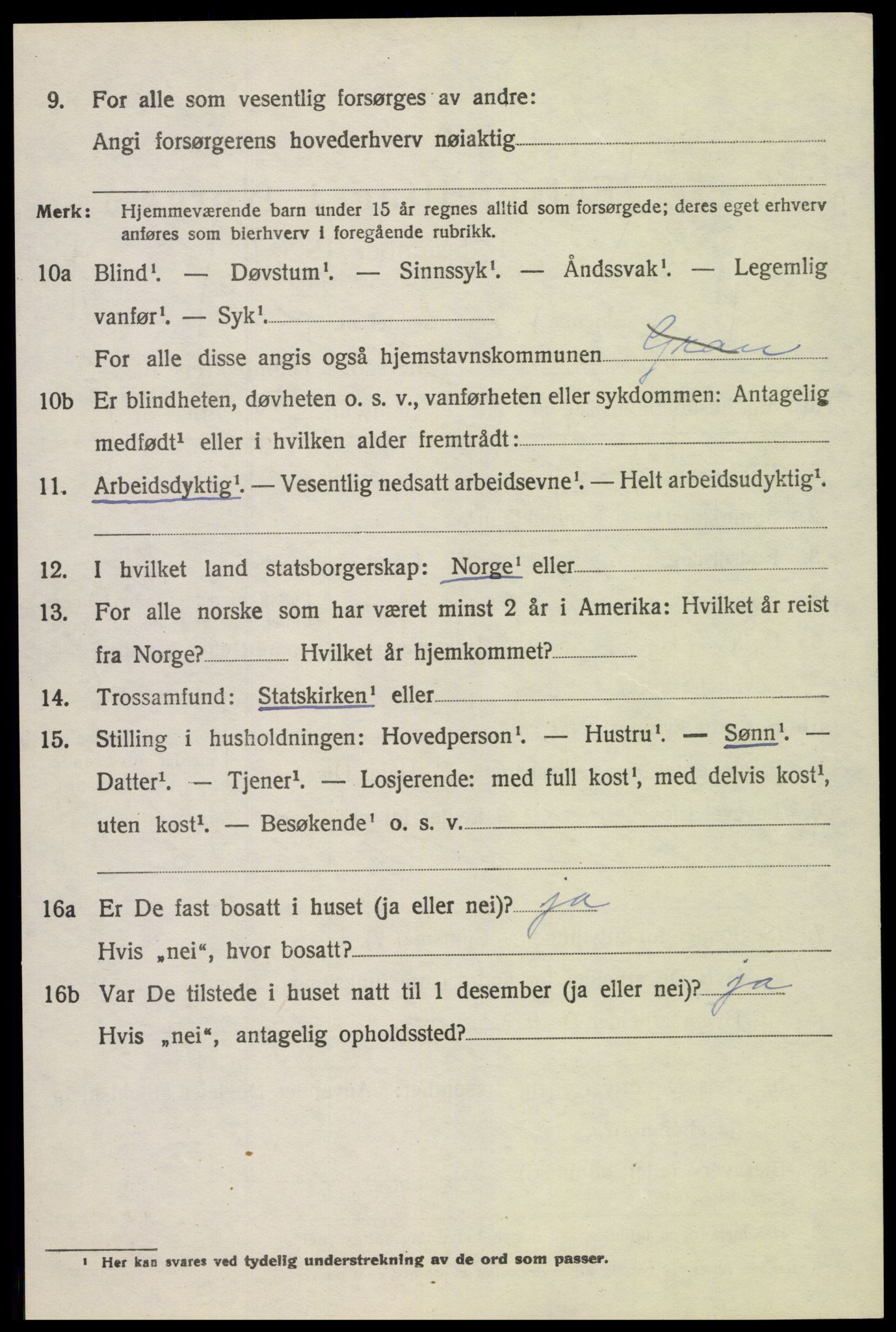 SAH, 1920 census for Gran, 1920, p. 1737