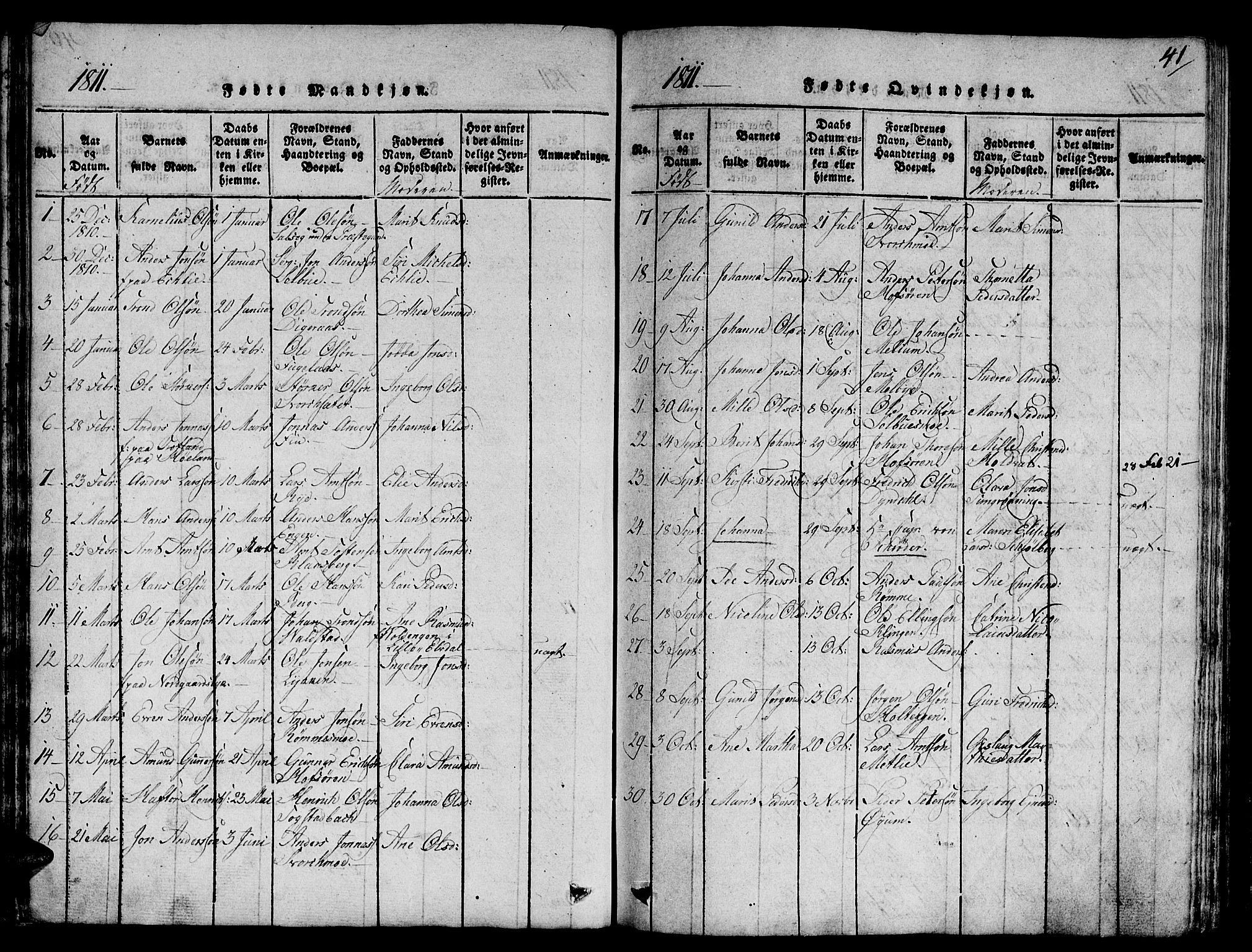 Ministerialprotokoller, klokkerbøker og fødselsregistre - Sør-Trøndelag, SAT/A-1456/668/L0803: Parish register (official) no. 668A03, 1800-1826, p. 41