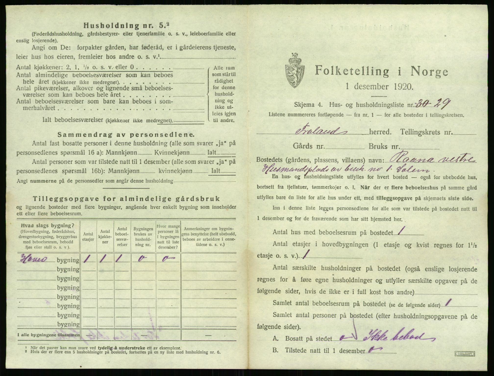 SAK, 1920 census for Froland, 1920, p. 957