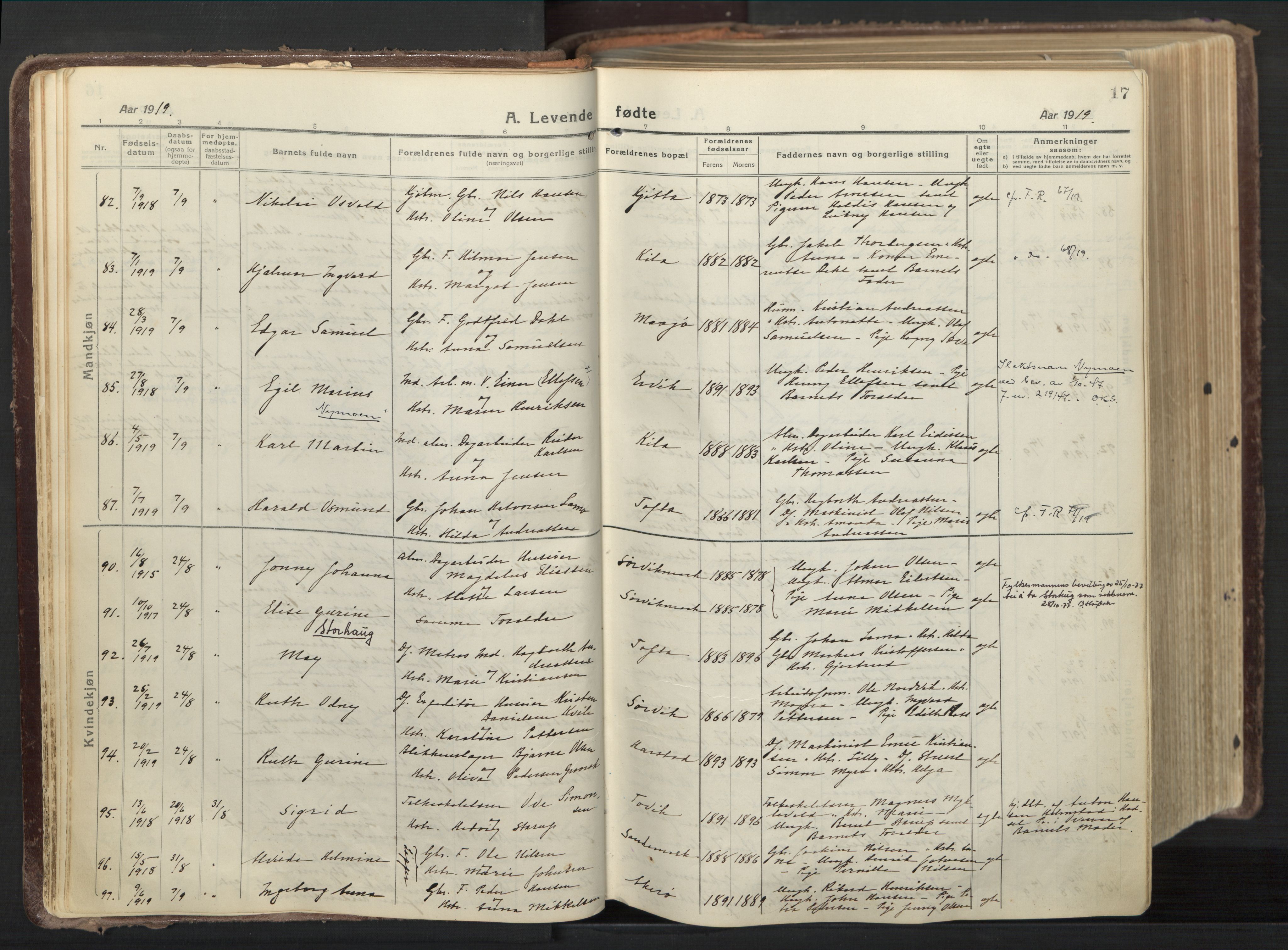 Trondenes sokneprestkontor, AV/SATØ-S-1319/H/Ha/L0019kirke: Parish register (official) no. 19, 1919-1928, p. 17