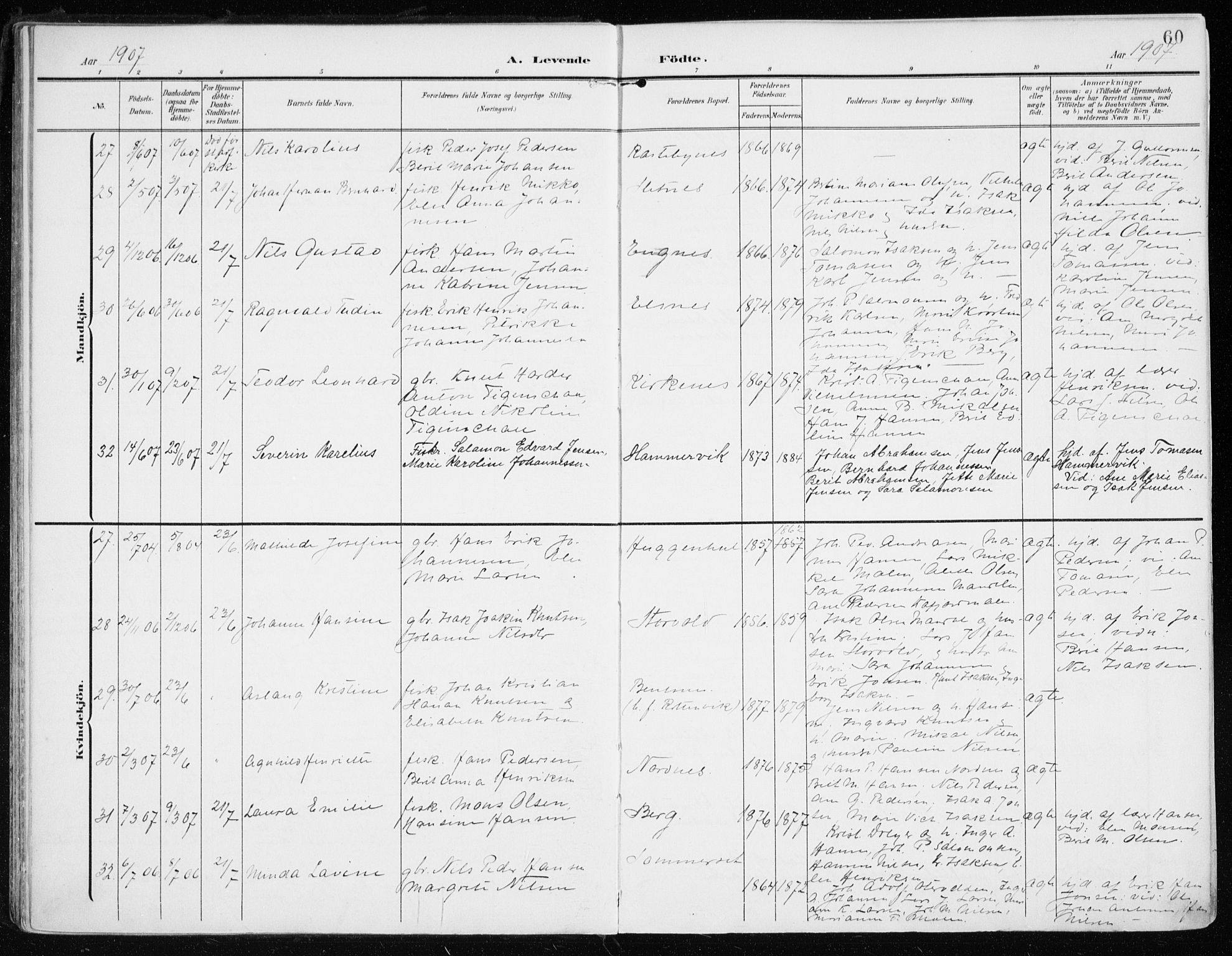 Lyngen sokneprestembete, AV/SATØ-S-1289/H/He/Hea/L0011kirke: Parish register (official) no. 11, 1903-1913, p. 60