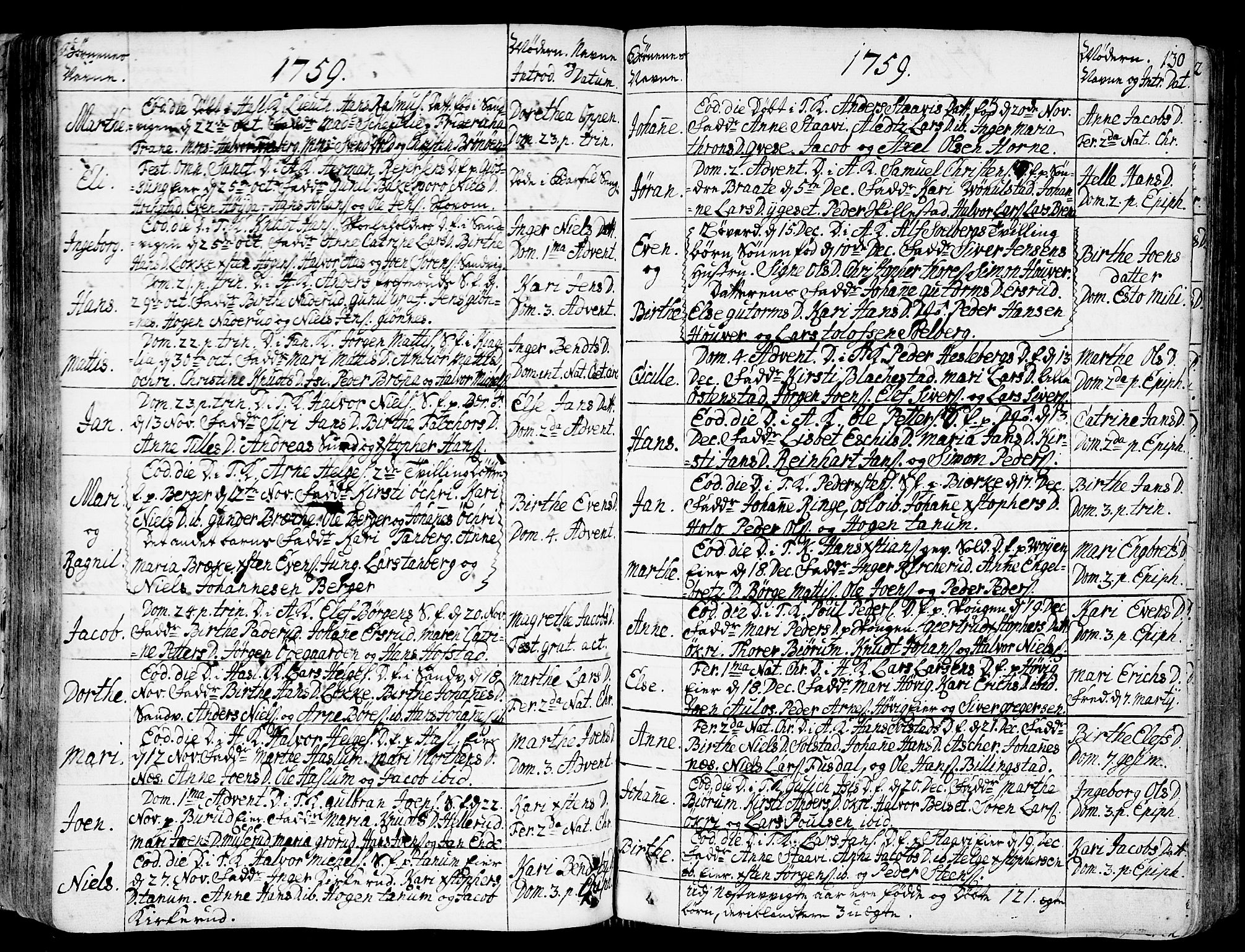 Asker prestekontor Kirkebøker, AV/SAO-A-10256a/F/Fa/L0002: Parish register (official) no. I 2, 1733-1766, p. 130