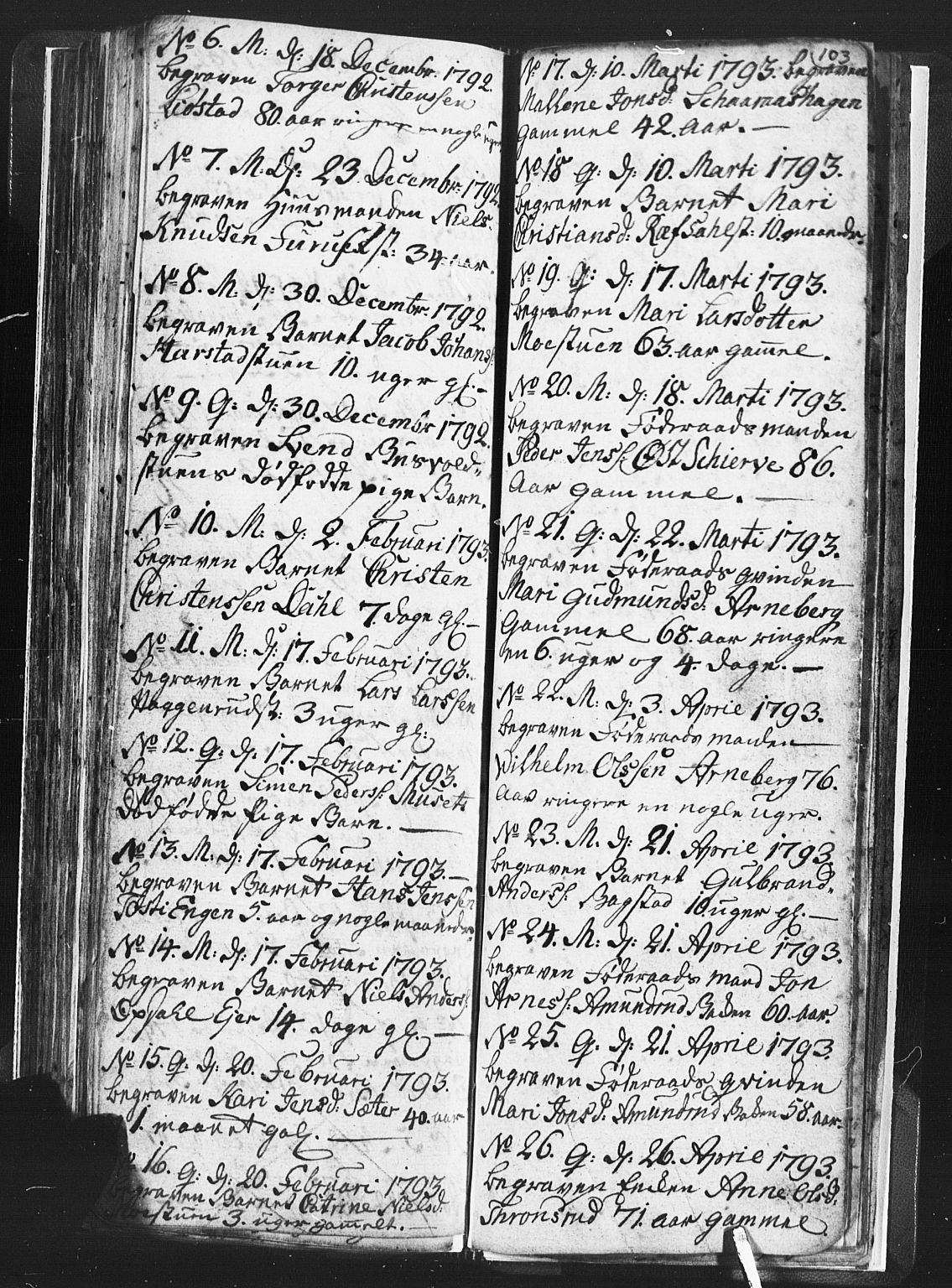 Romedal prestekontor, SAH/PREST-004/L/L0001: Parish register (copy) no. 1, 1785-1794, p. 103