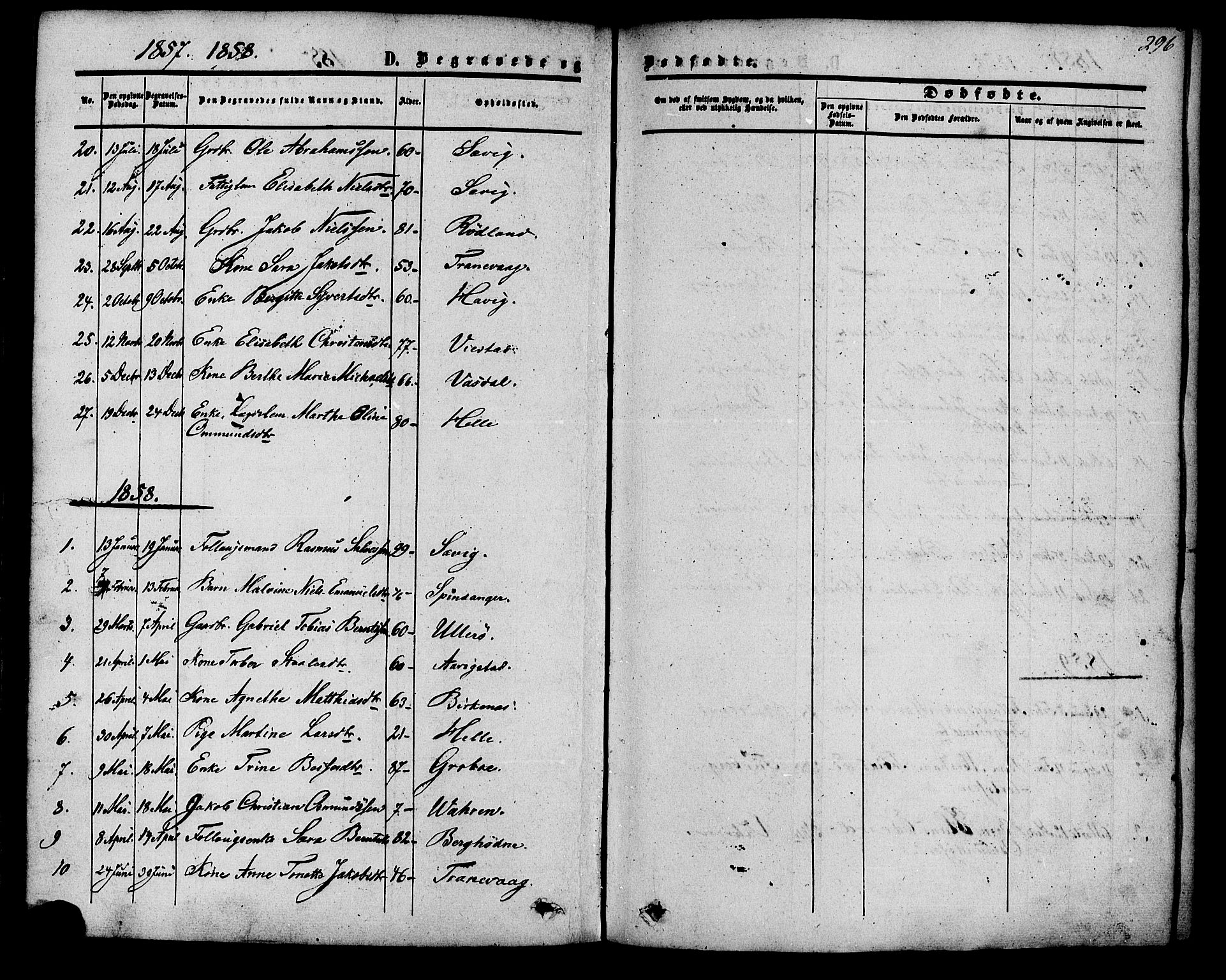 Herad sokneprestkontor, SAK/1111-0018/F/Fa/Fab/L0004: Parish register (official) no. A 4, 1853-1885, p. 296