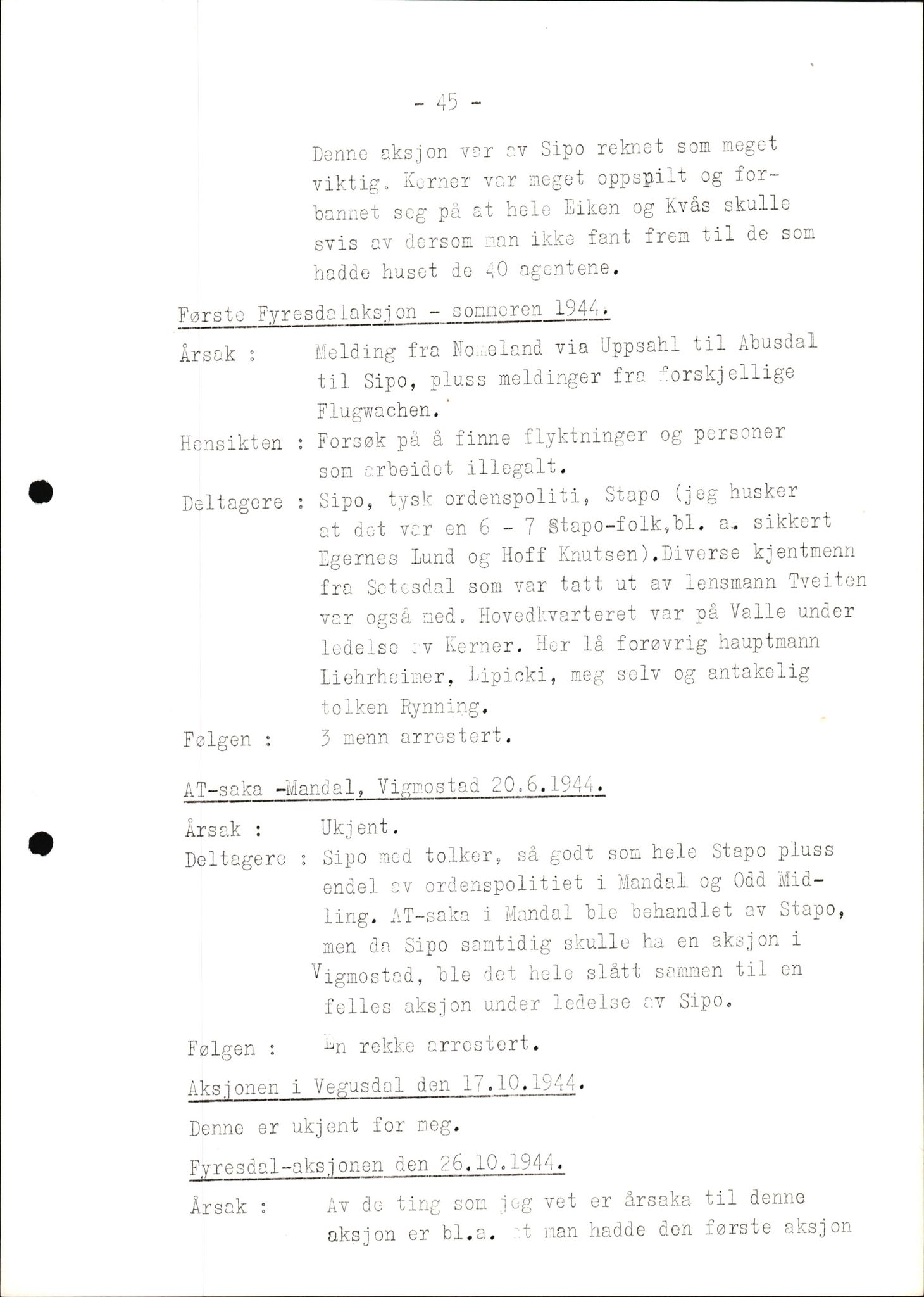 Rudolf Kerner - rapporter, AV/SAK-D/1272/F/L0001: Rapporter vedr. det tyske sikkerhetspolitiets aksjoner, 1946, p. 45