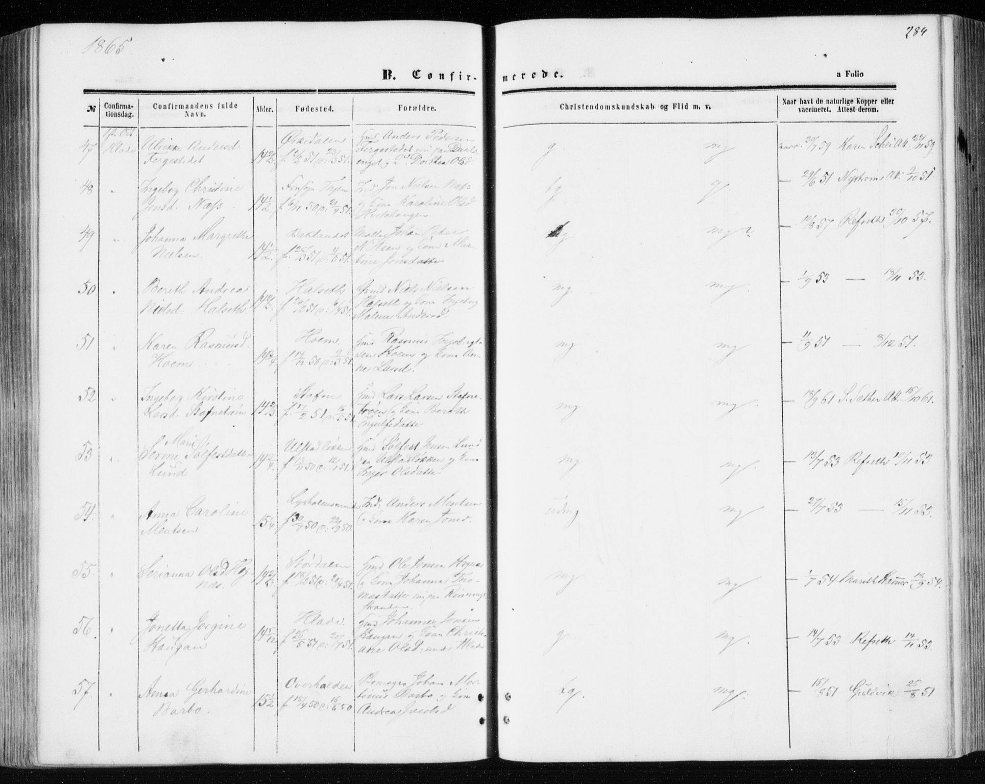 Ministerialprotokoller, klokkerbøker og fødselsregistre - Sør-Trøndelag, SAT/A-1456/606/L0292: Parish register (official) no. 606A07, 1856-1865, p. 284