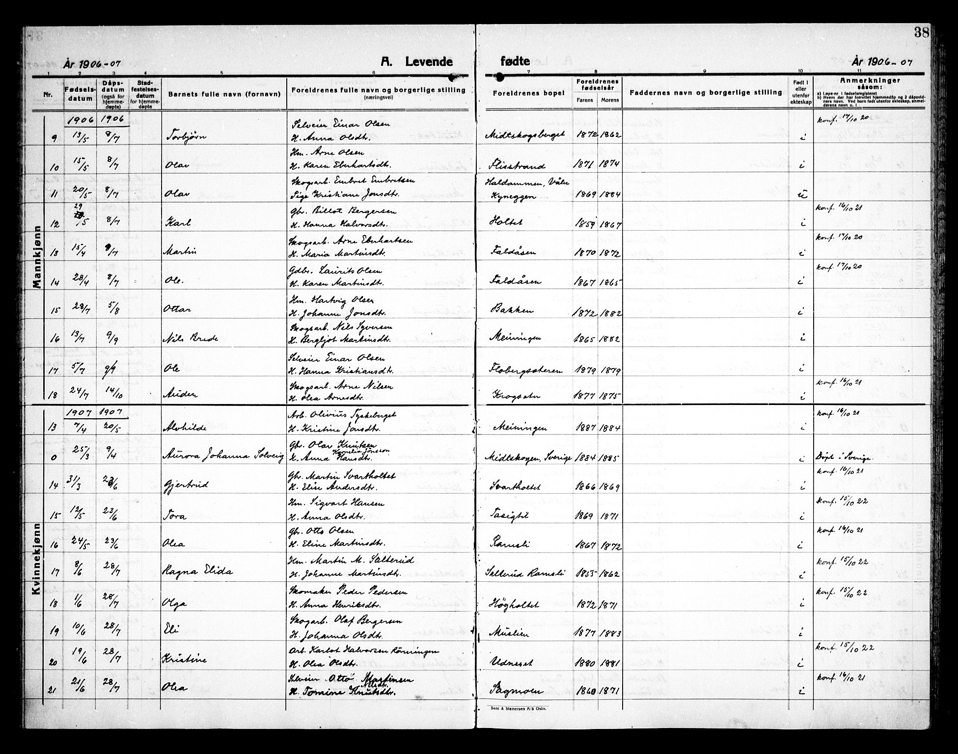 Åsnes prestekontor, AV/SAH-PREST-042/H/Ha/Haa/L0000E: Parish register (official) no. 0C, 1890-1929, p. 38