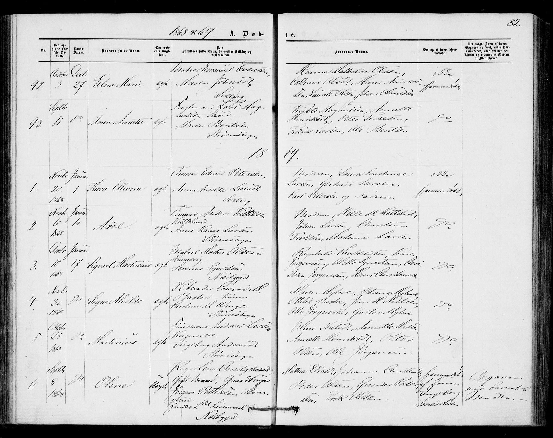 Strømm kirkebøker, AV/SAKO-A-322/F/Fa/L0001: Parish register (official) no. I 1, 1861-1869, p. 82