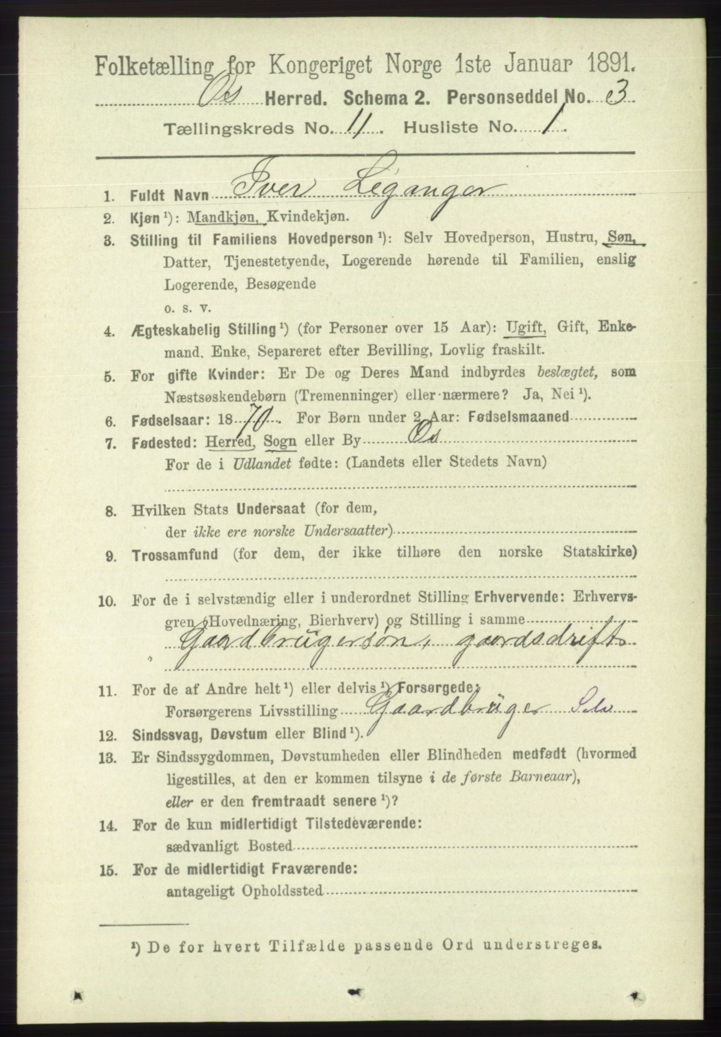 RA, 1891 census for 1243 Os, 1891, p. 2574